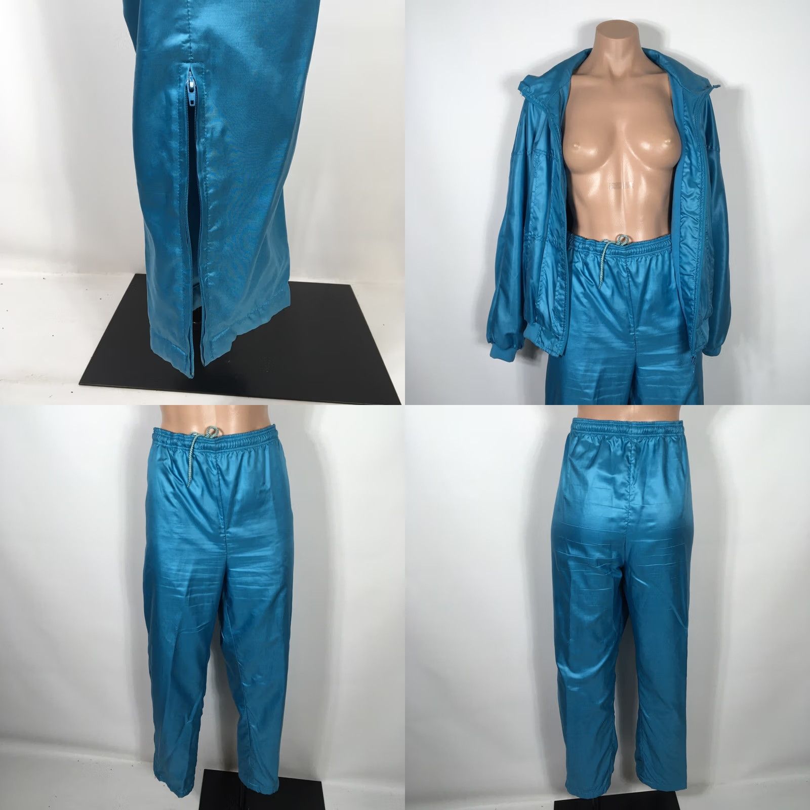 Adidas VINTAGE Adidas Trefoil Track Suit Windbreaker TEAL 80s Large Taiwan Womens Shiny Size L / US 10 / IT 46 - 9 Thumbnail