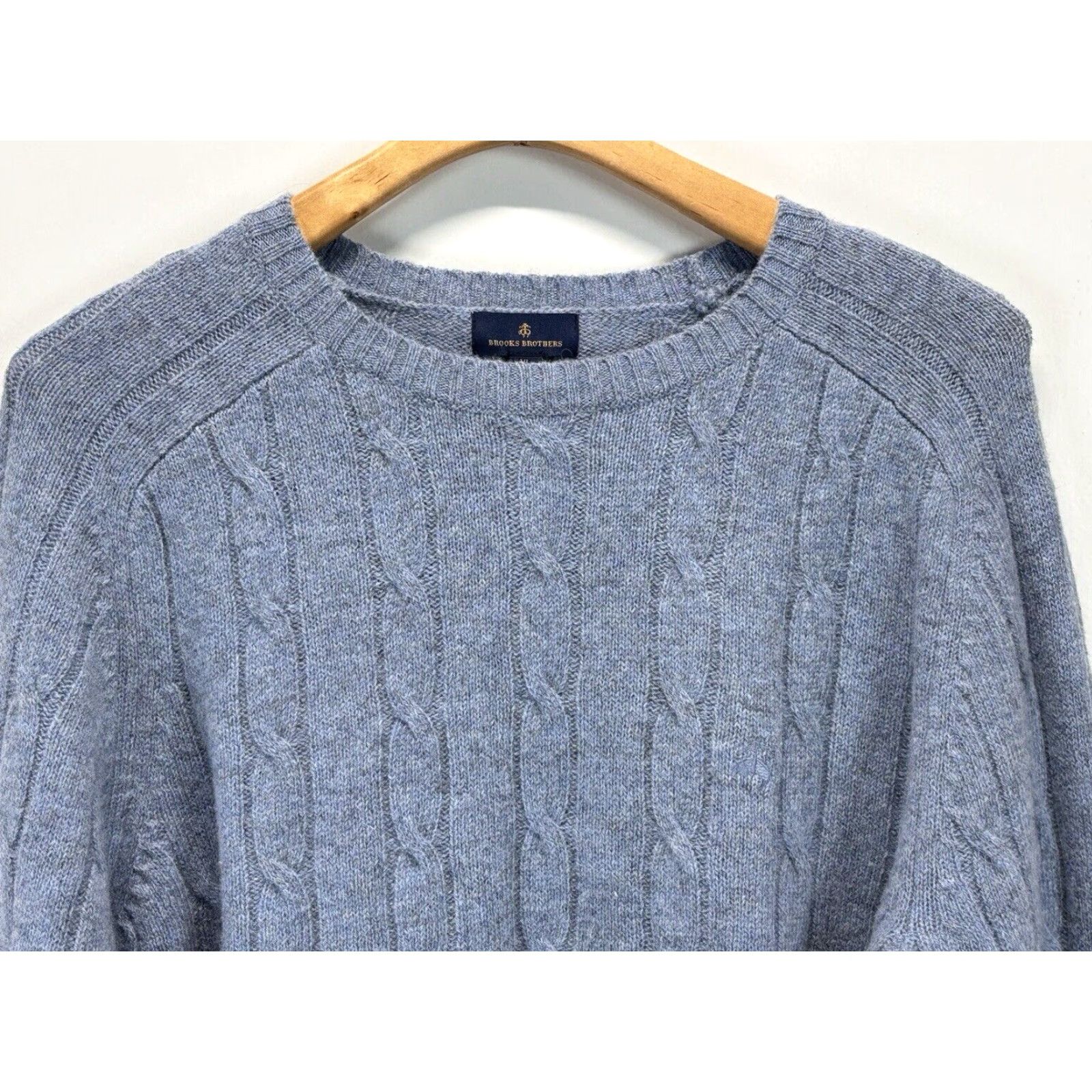 Brooks Brothers Brooks Brothers Wool Cable-Knit Sweater X-Large Blue Crew Neck Mens Size US XL / EU 56 / 4 - 2 Thumbnail