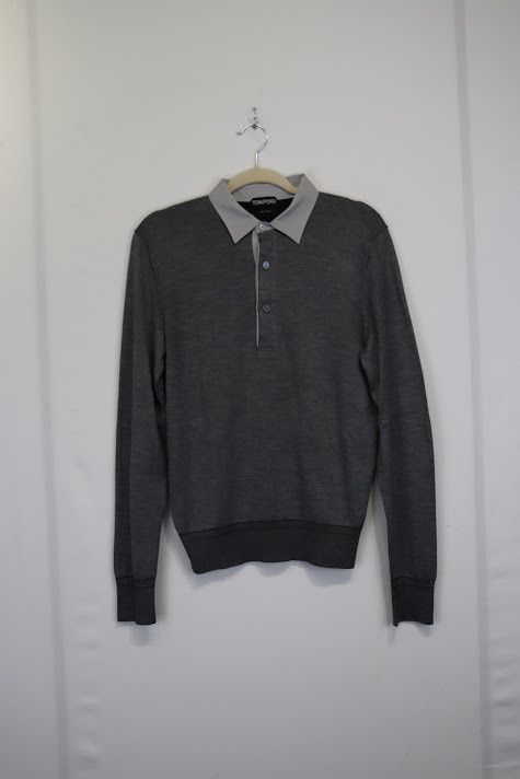 Tom Ford o1rshd1 Q: 2 / Long Sleeve Polo Shirt in Grey Size US S / EU 44-46 / 1 - 1 Thumbnail