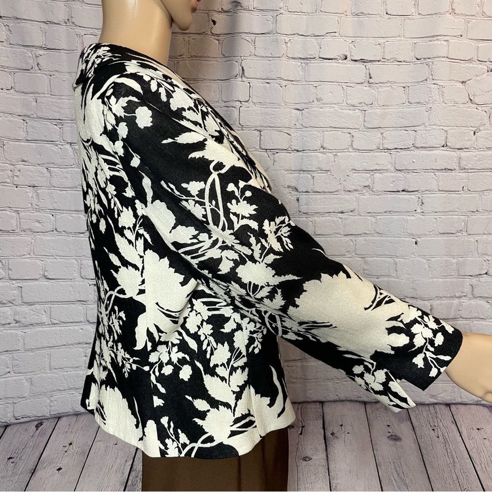 Other New Teri Jon By Rickie Freeman Wool Black White Floral Jack Size L / US 10 / IT 46 - 5 Thumbnail