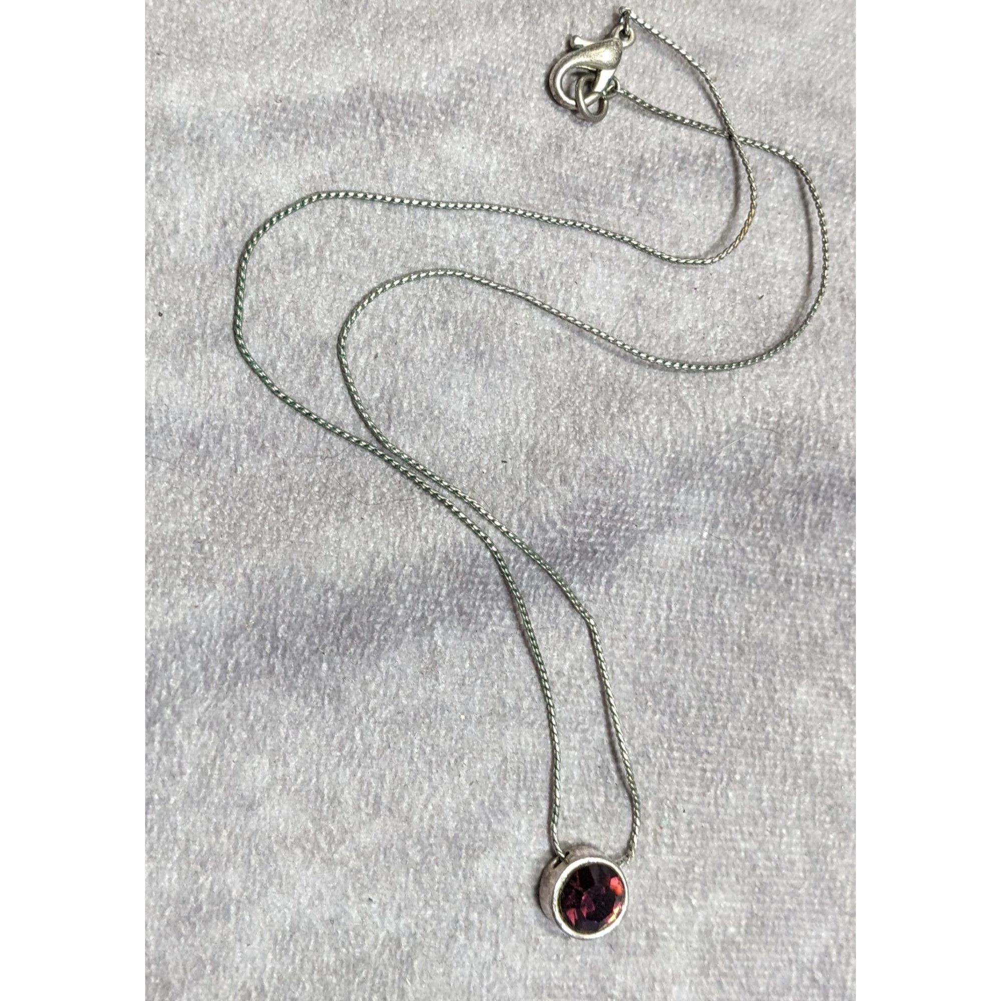 Other Elegant Silver Tone Necklace With Round Purple Gemstone Pend Size ONE SIZE - 9 Thumbnail