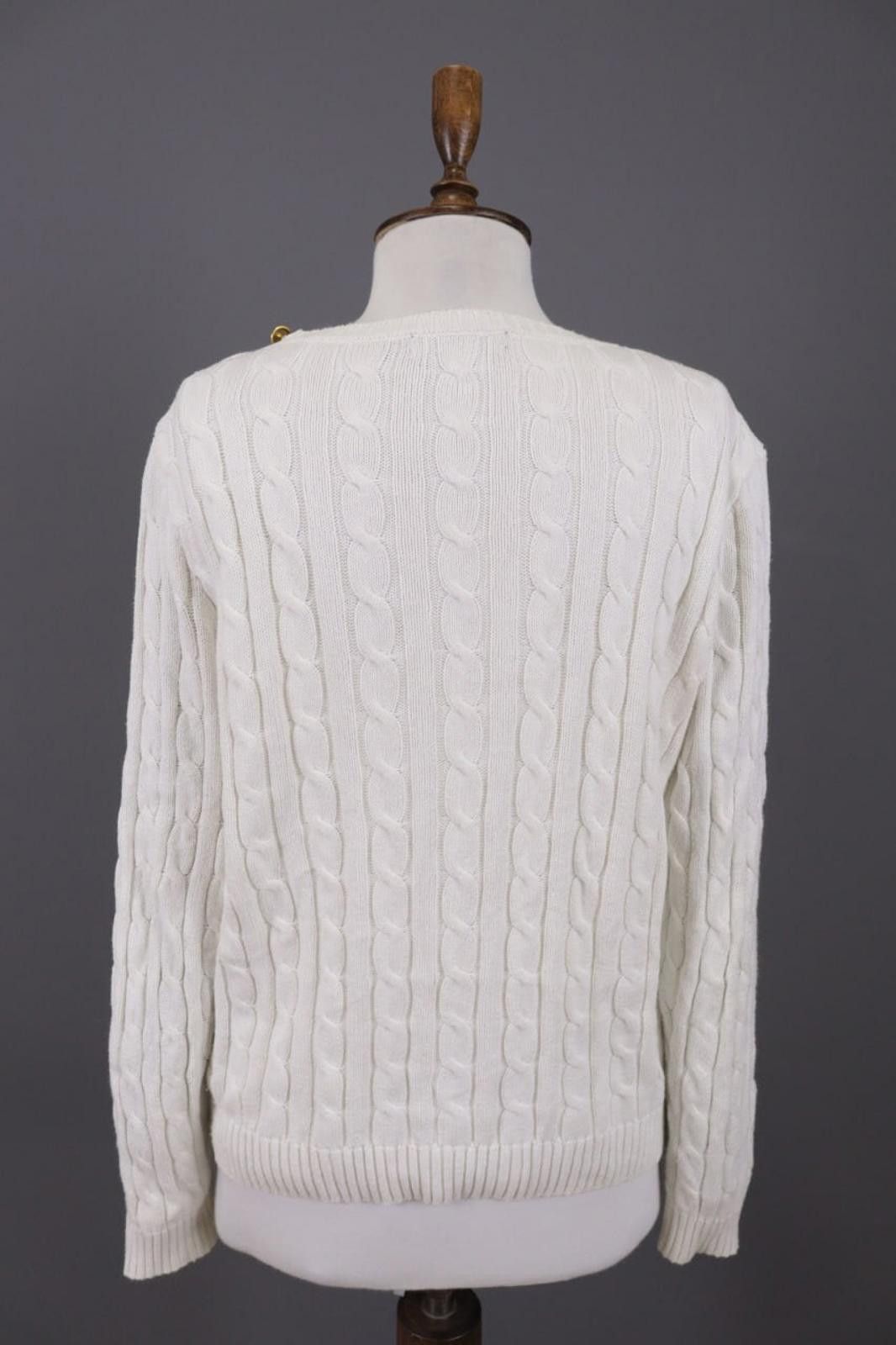 Lauren Ralph Lauren Lauren Ralph Lauren White Cable Knit Sweater Size L Size L / US 10 / IT 46 - 11 Thumbnail