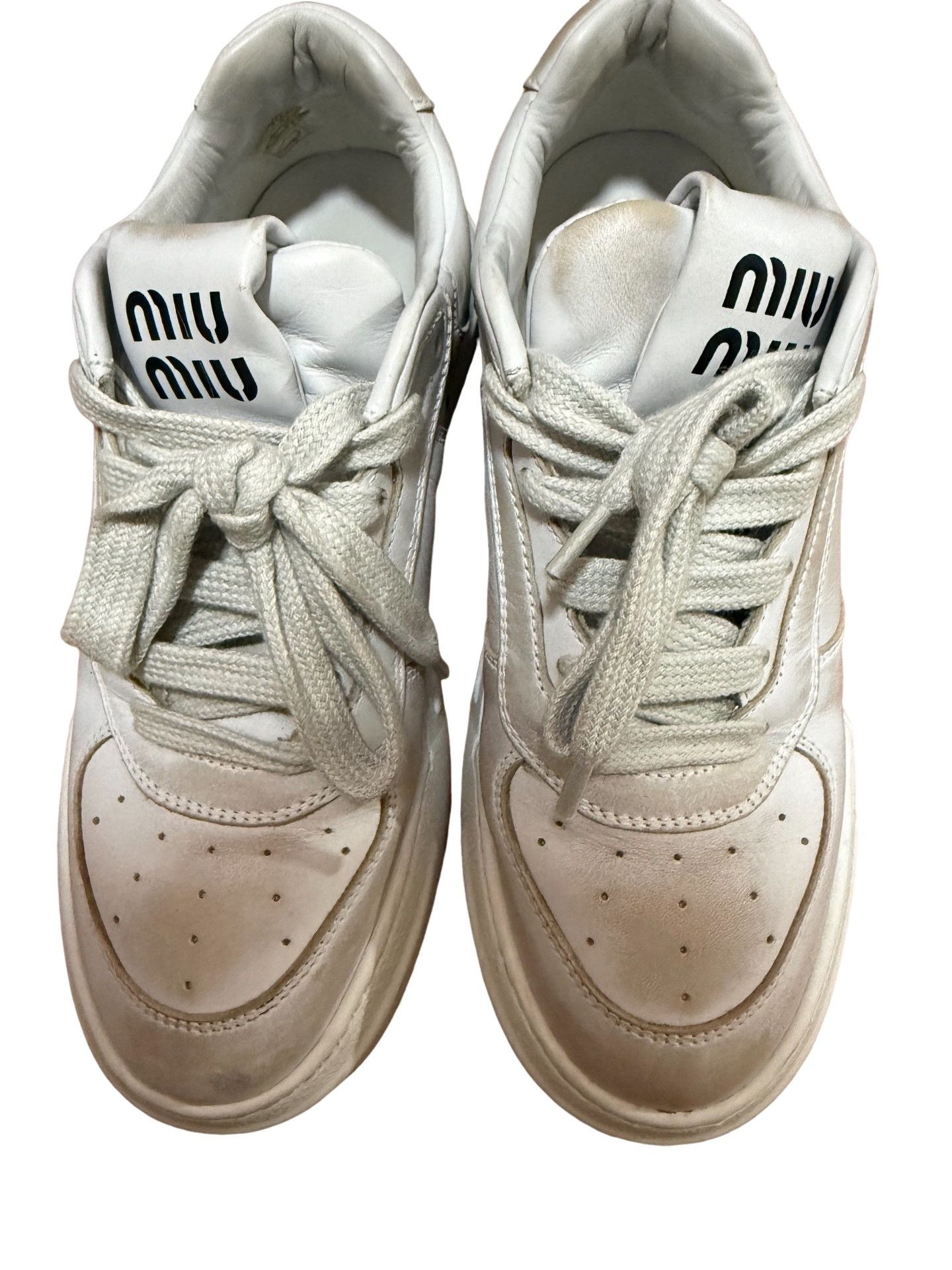 Miu Miu Miu Miu Distressed Low-Top Sneakers 36.5 Size US 6.5 / IT 36.5 - 1 Thumbnail