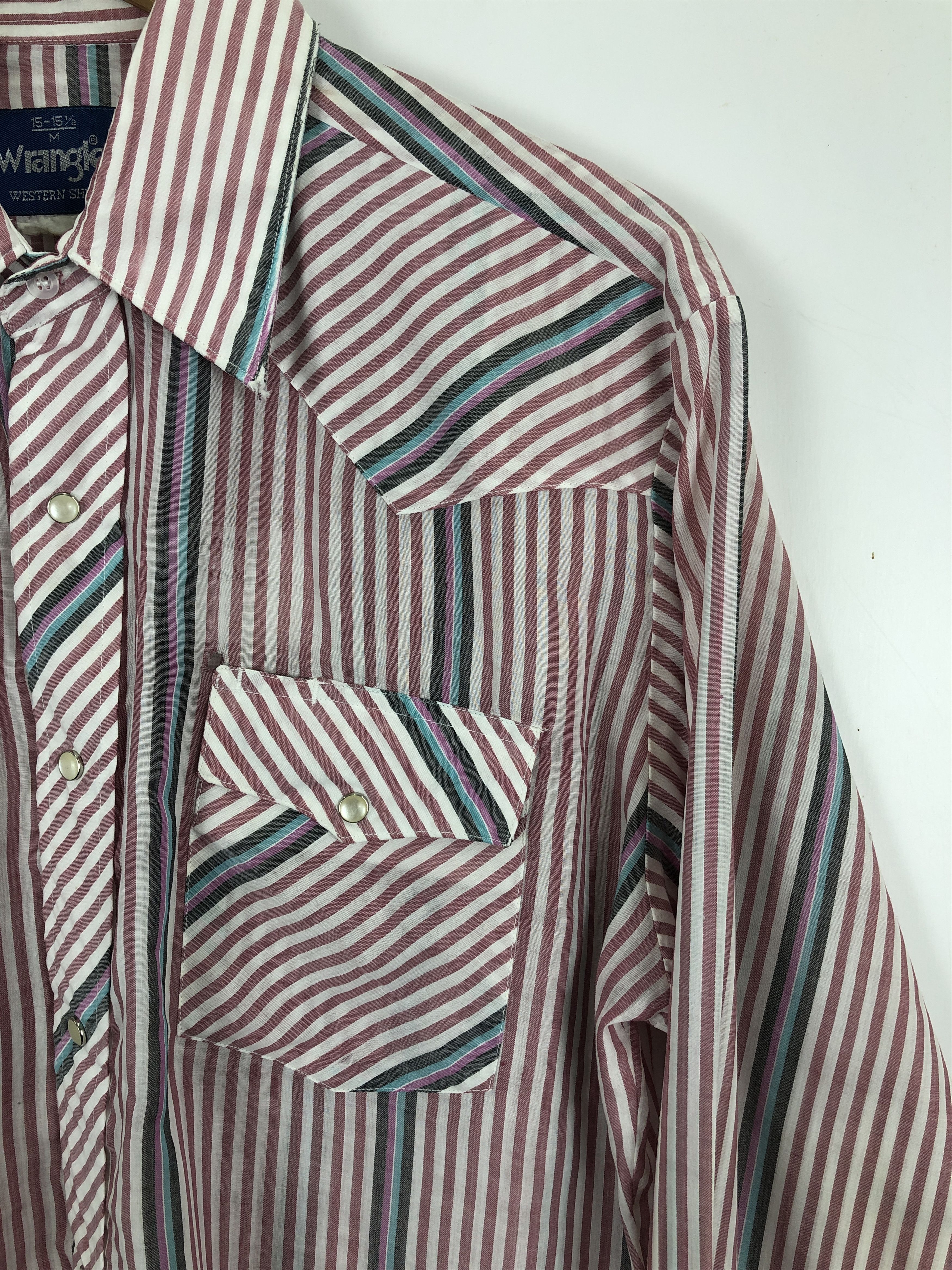 Vintage × Wrangler Vintage 70s Wrangler Stripes Paperthin Western Shirt TA0463 Size US M / EU 48-50 / 2 - 7 Thumbnail