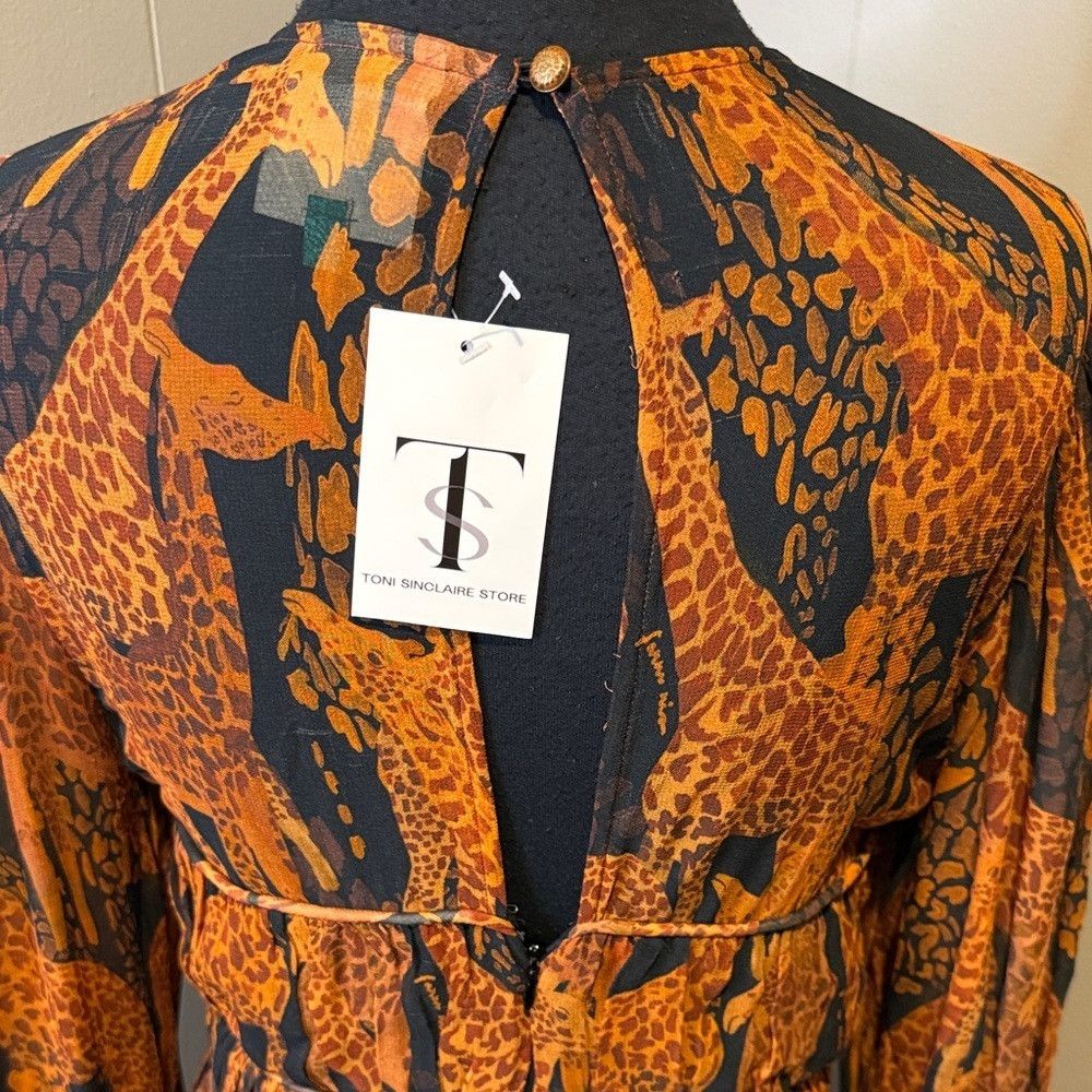 Farm Rio FARM Rio Women’s Small Orange and Black Long Sleeve Maxi Dr Size S / US 4 / IT 40 - 7 Thumbnail
