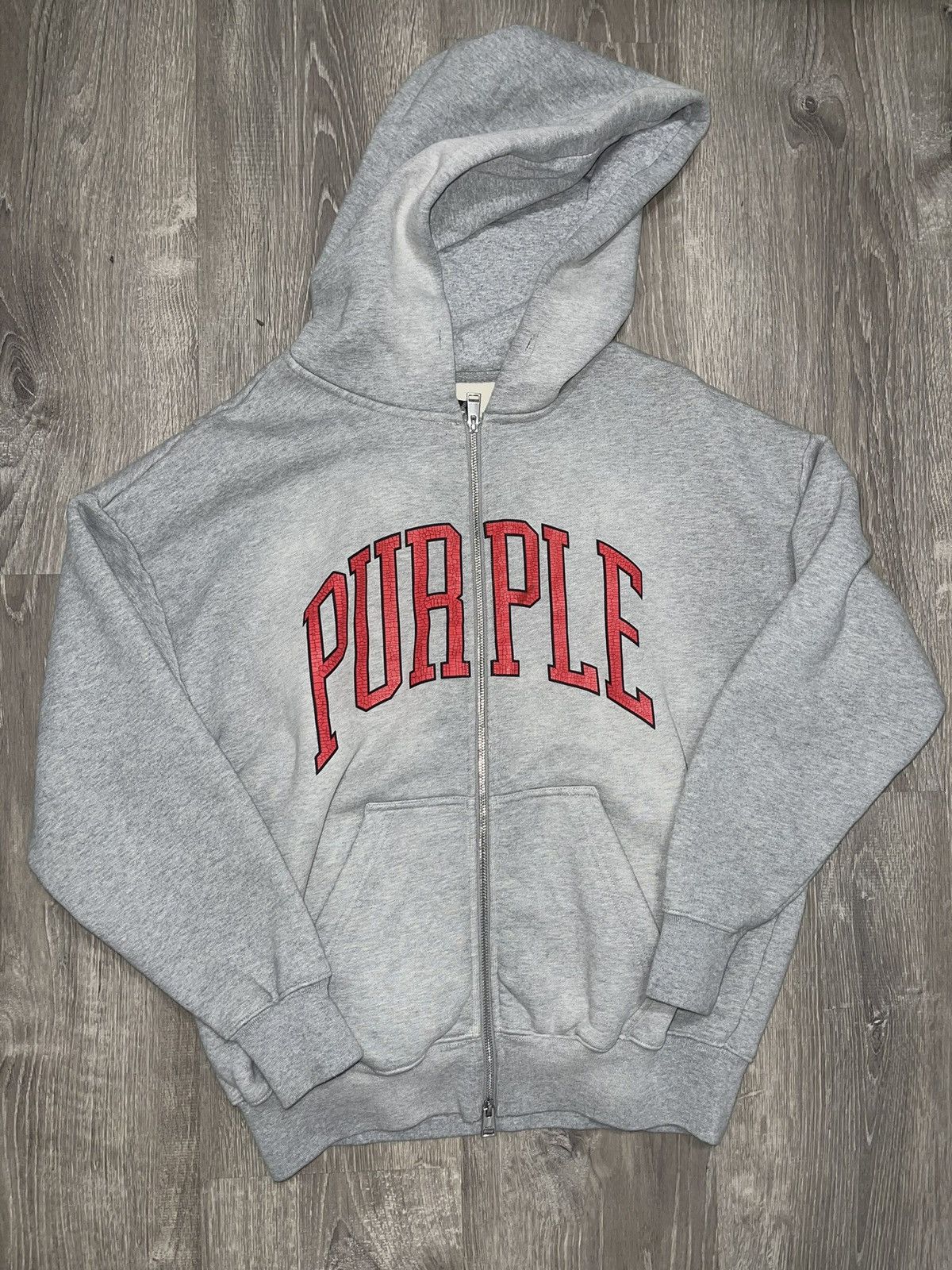 Purple Brand Purple-Brand Hoodie - Collegiate Zip Up - Grey Size US XS / EU 42 / 0 - 1 Thumbnail