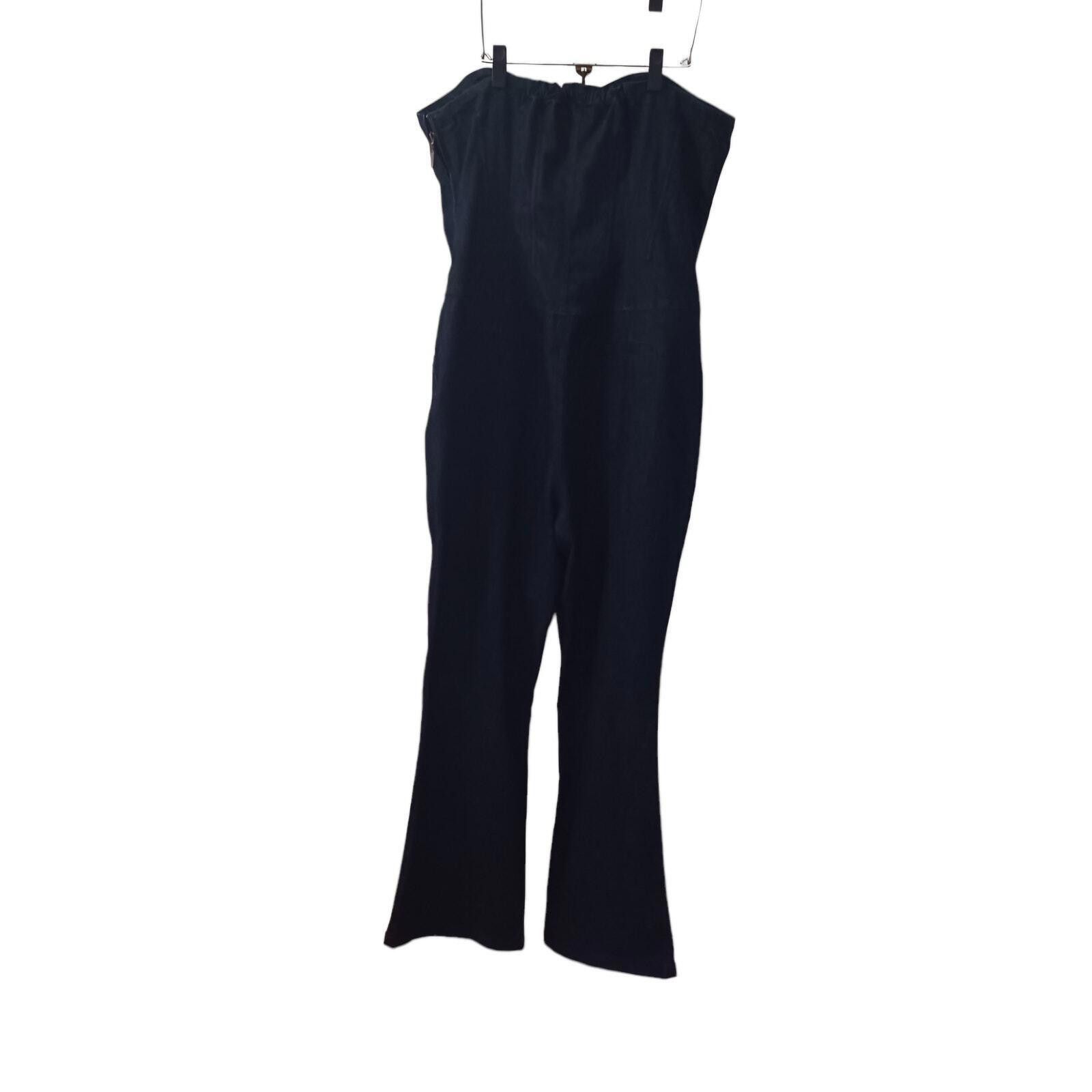 Designer Boom Boom Strapless Denim Jumpsuit Dark Wash Blue Size 20 Size 42" / US 20 - 1 Thumbnail
