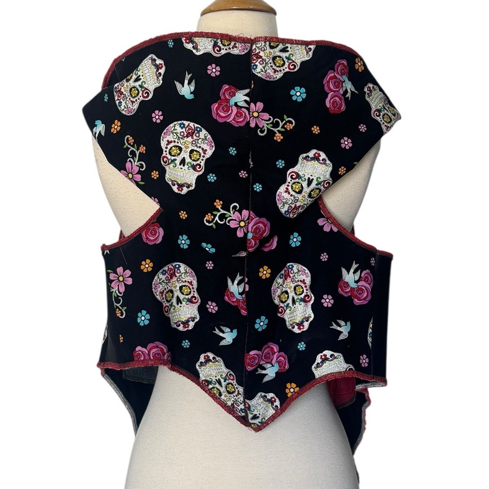 Other DIA DE LOS MUERTOS Skulls Vest Handmade Reversible Hooded Size L / US 10 / IT 46 - 7 Thumbnail
