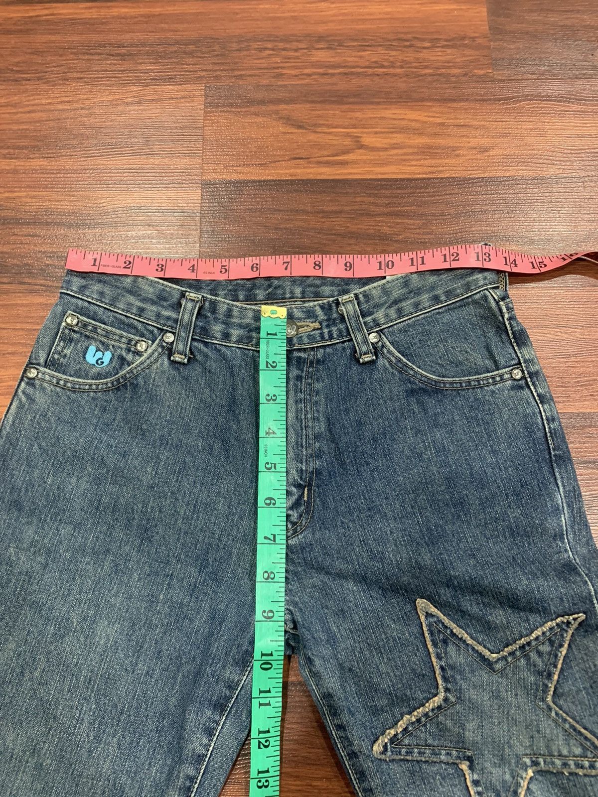 Japanese Brand × Vintage Vintage W-Girl Star Patches Flared Jeans Size 27" / US 4 / IT 40 - 4 Thumbnail