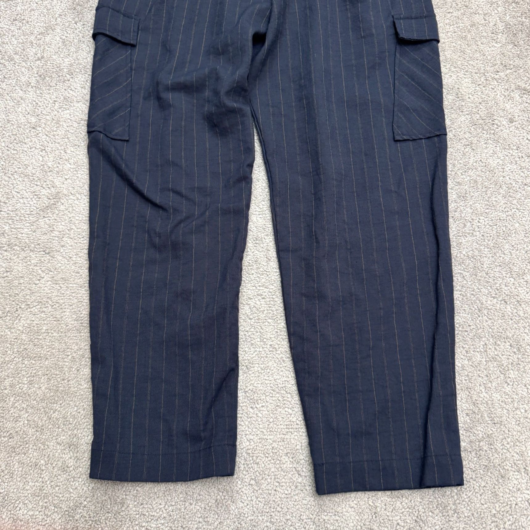 Sam Edelman Sam Edelman Cargo Pants Womens 10 Navy Blue Striped High Rise Taepred Leg Casual Size 32" / US 10 / IT 46 - 5 Thumbnail