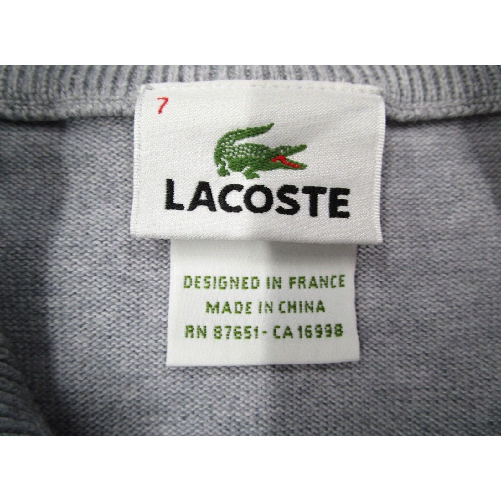 Lacoste Lacoste Mens Gray 1/4 Zip Long Sleeve Pullover Sweater Crocodile Logo Size 7 Size US M / EU 48-50 / 2 - 3 Thumbnail