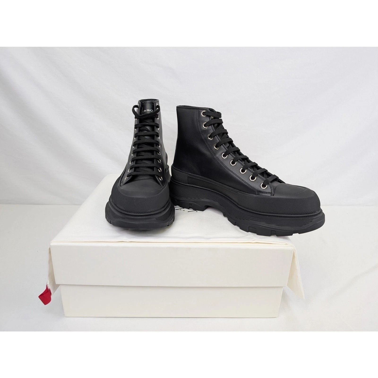 Alexander McQueen o1rshd1 Pelle S.Gomma Boots in Black/Silver Size US 13 / EU 46 - 15 Thumbnail
