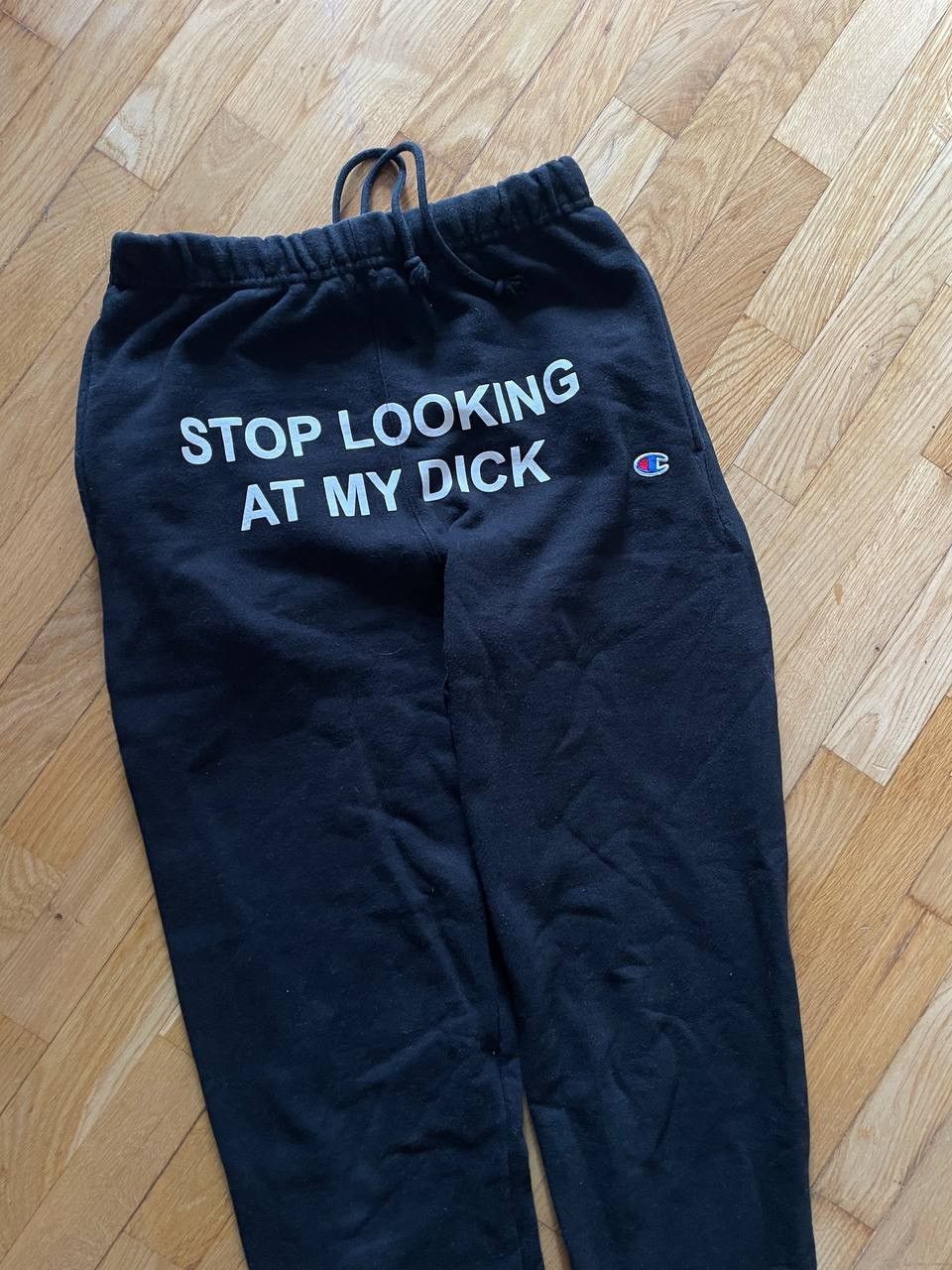 Champion 🔥VINTAGE CHAMPION “STOP LOOKING AT MY DICK PANTS”🔥 Size US 30 / EU 46 - 2 Thumbnail