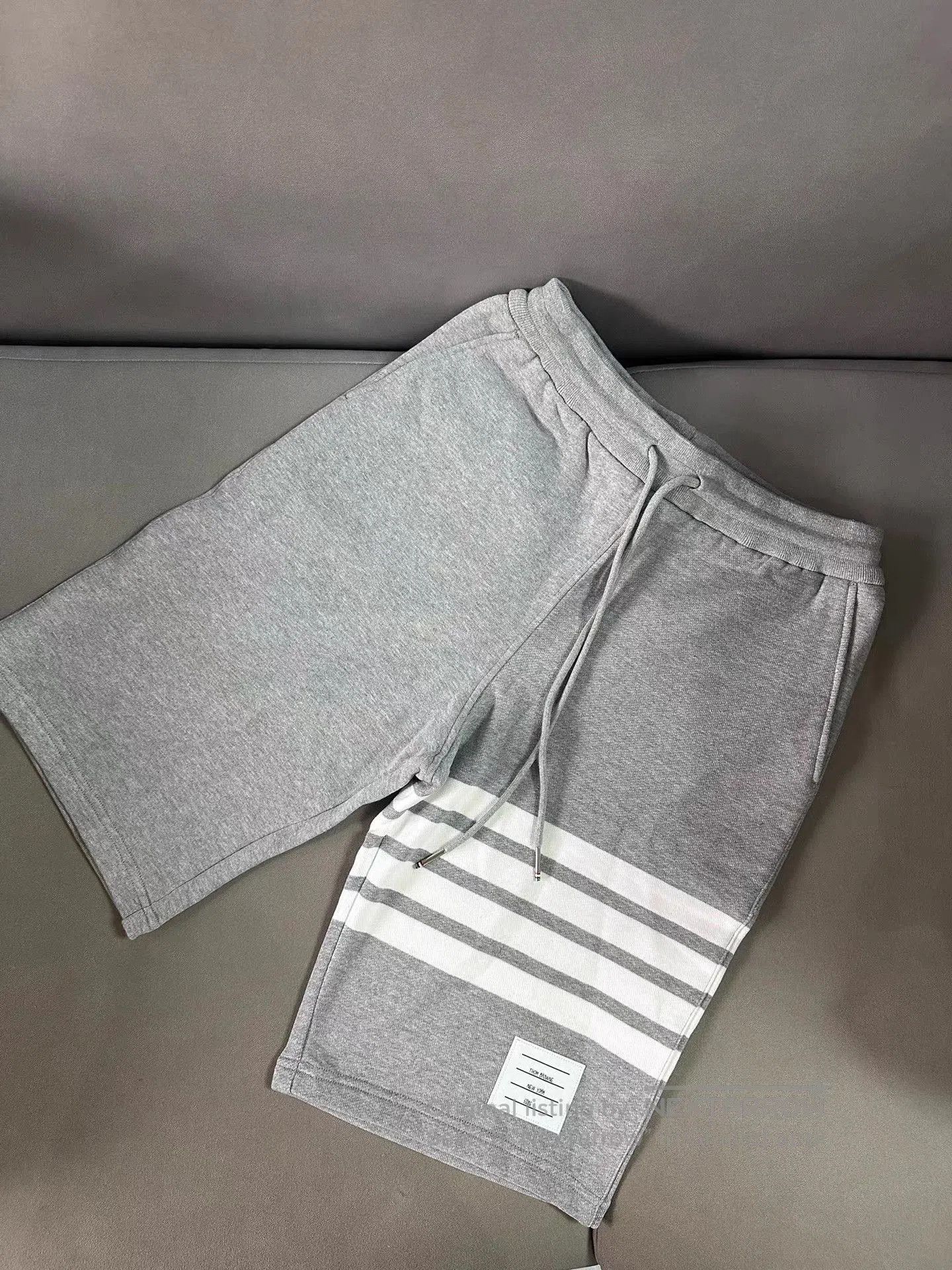 Thom Browne Gray Striped Casual Shorts with Drawstring. Size US 34 / EU 50 - 1 Thumbnail
