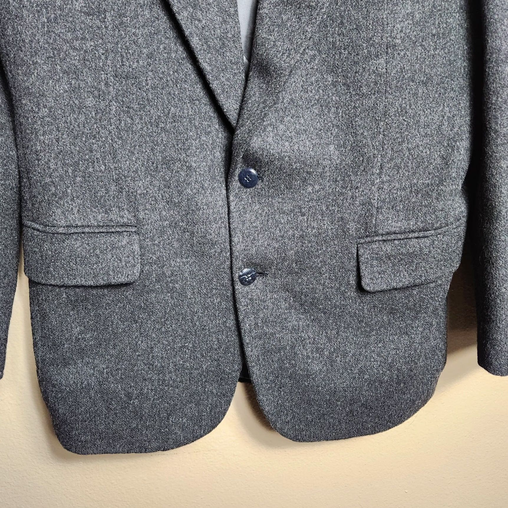 Camel Dario Di Napoli Men Sport Coat Jacket Charcoal Gray 100% Camel Hair 2 Button Single-Breasted Notch Lapel Size 38 Blazer Size 38R - 2 Thumbnail