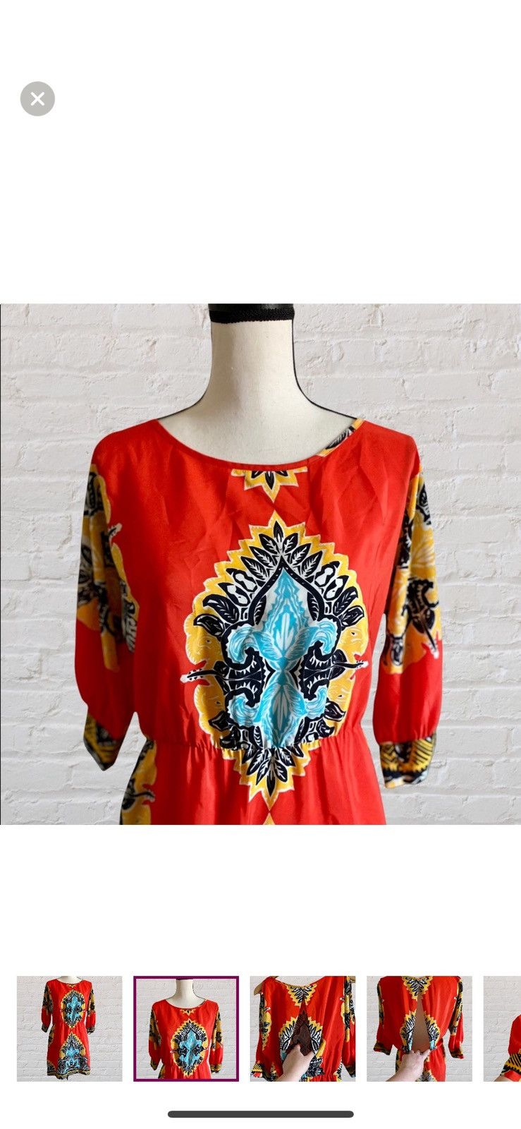 Other MONKEE’S’ SILK SLIT SLEEVE MINI DRESS SLIT DOWN BACK Size M / US 6-8 / IT 42-44 - 2 Thumbnail