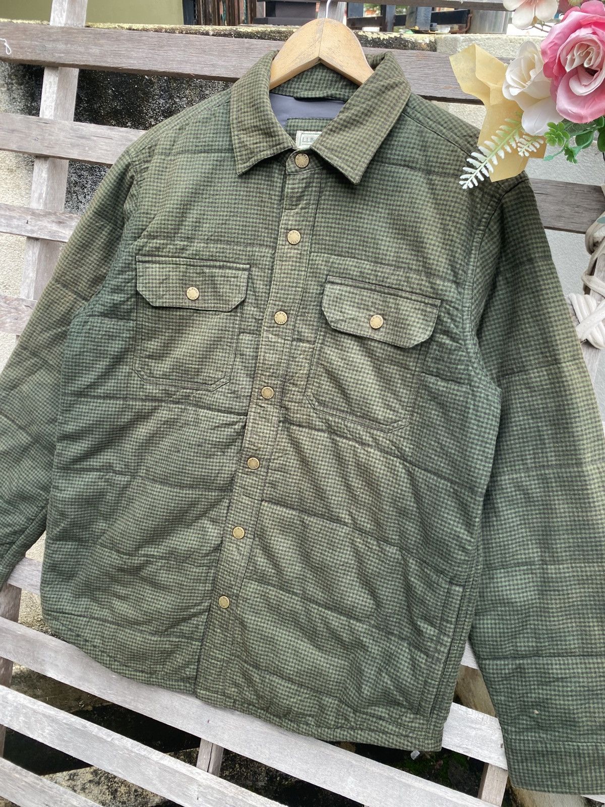L.L. Bean Vintage L.L Bean Checkered Puffer Jacket - sunfaded Size US S / EU 44-46 / 1 - 1 Thumbnail