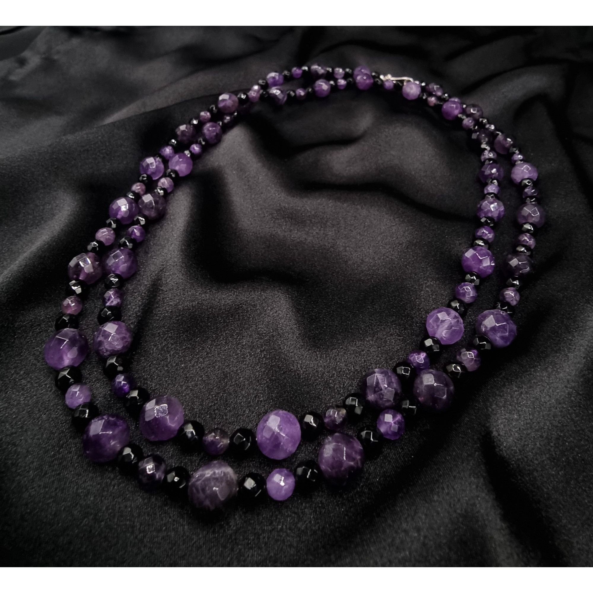 Vintage Jay King Mine Finds Amethyst & Onyx Long Necklace With 925 S Size ONE SIZE - 5 Thumbnail
