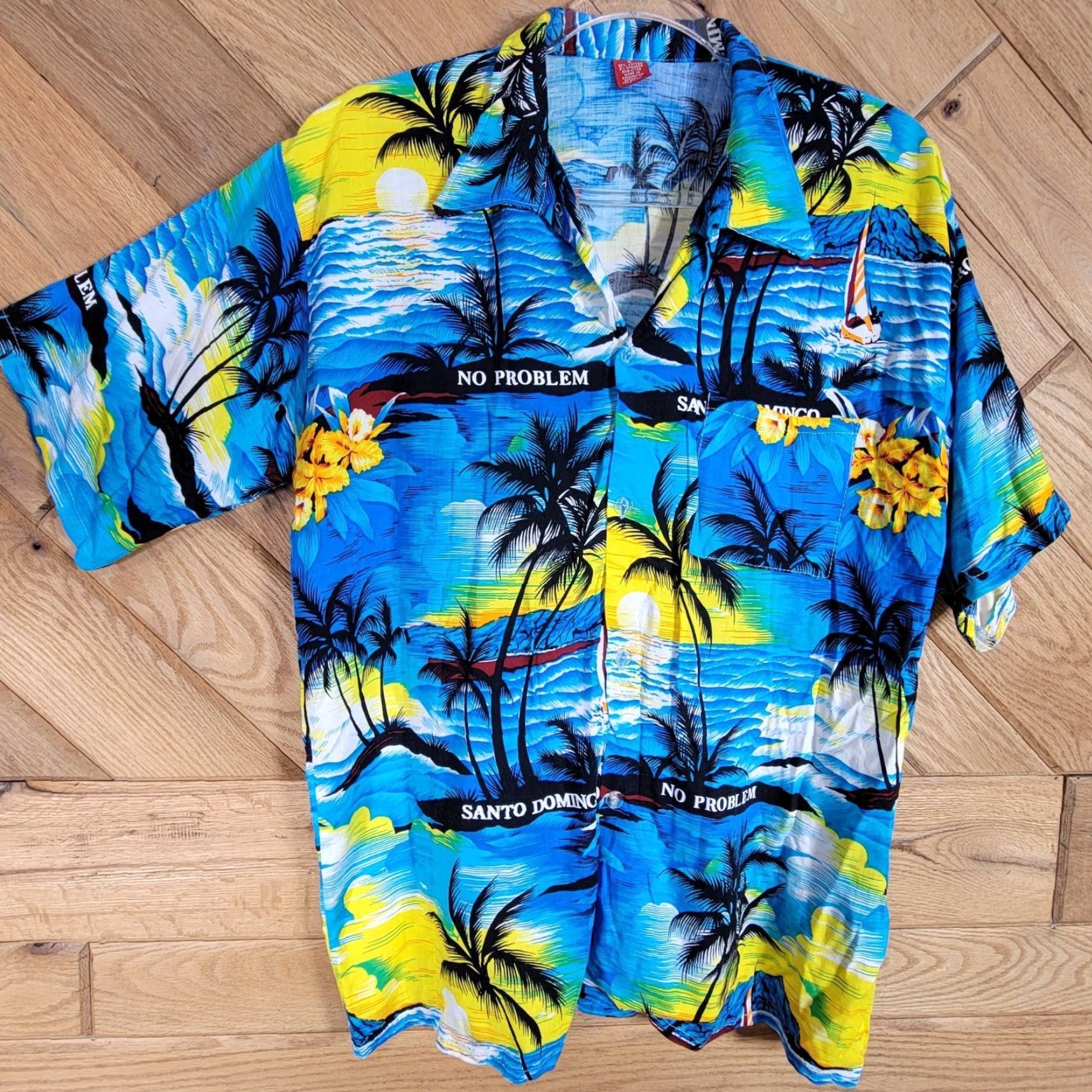 Vintage Tropical Hawaiian Mens Shirt L Short Sleeve Button-Up Floral Blue Hawaiian Beachwear 90s Mens Girls? Size US L / EU 52-54 / 3 - 3 Thumbnail