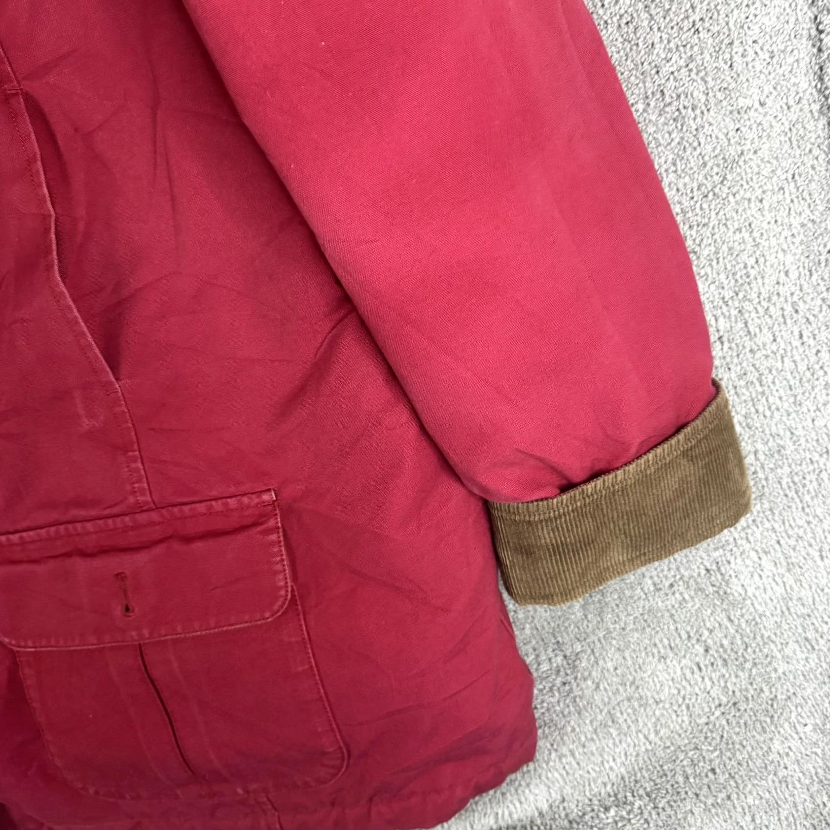 Vintage L.L. Bean Coat Womens 2X Red Corduroy Collar Quilted Lined Pockets Canvas Coat Size XXL / US 16-18 / IT 52-54 - 3 Thumbnail