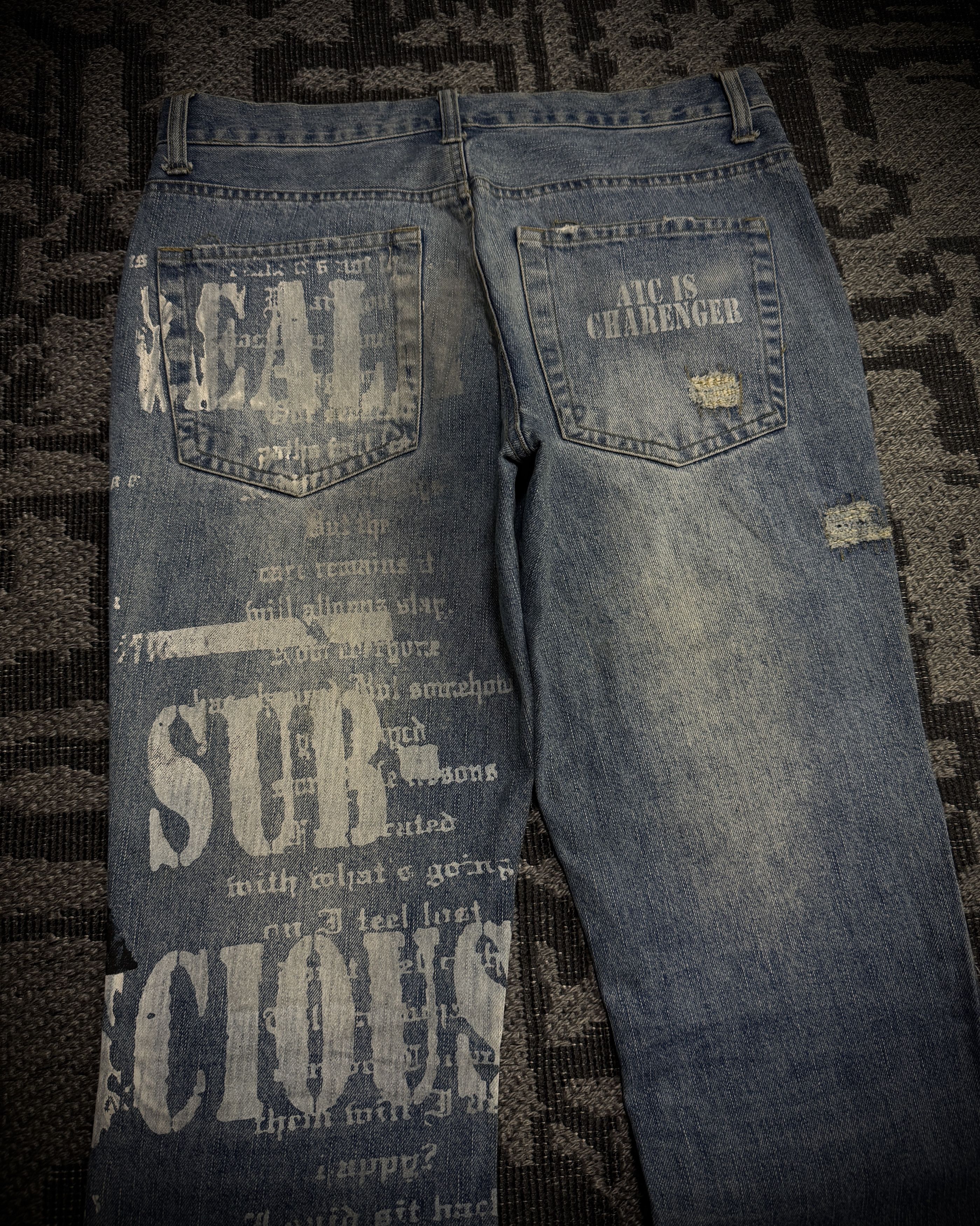 In The Attic In The Attic Distressed Graphic Bootcut Jeans Size US 34 / EU 50 - 6 Thumbnail