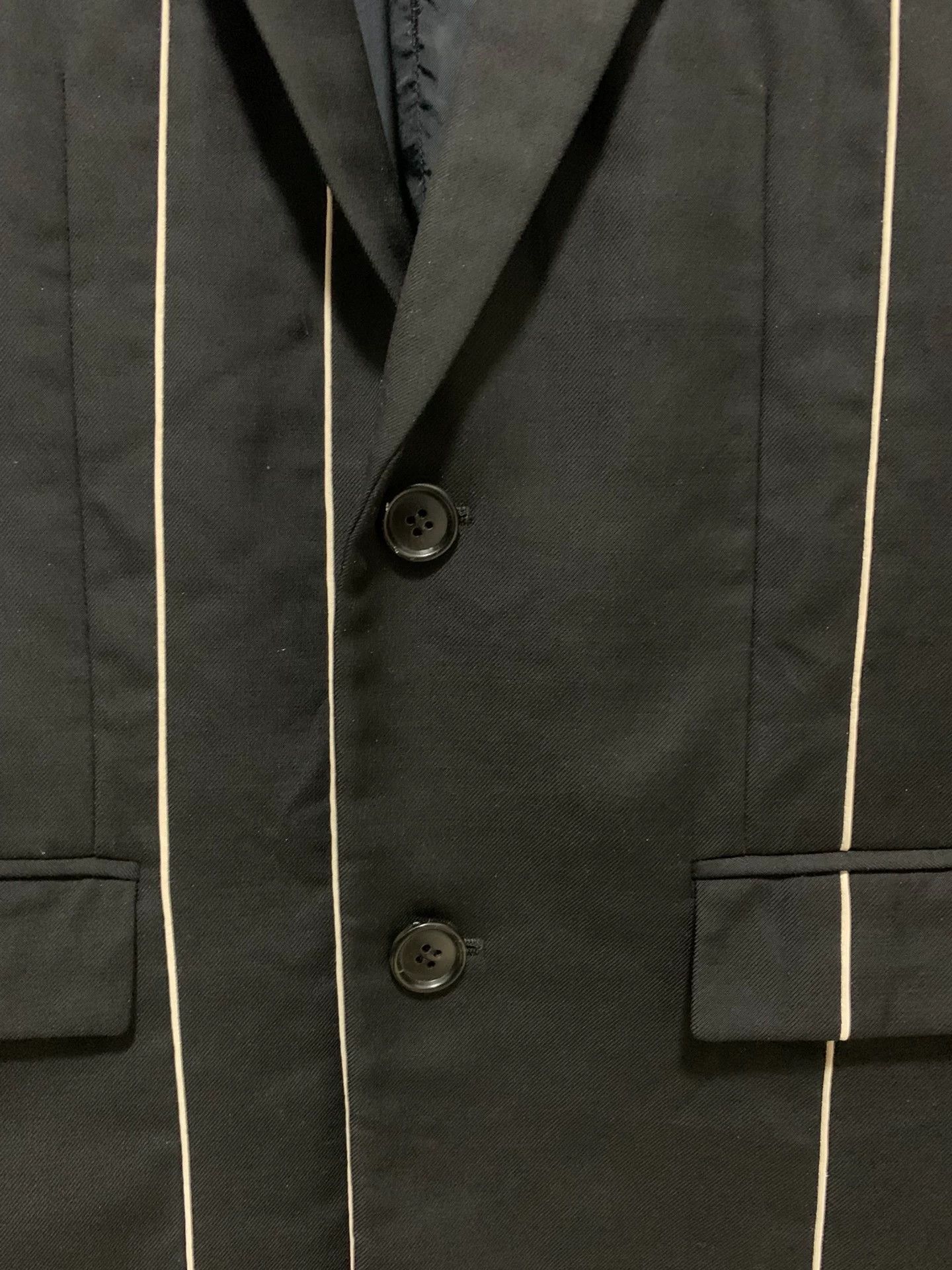 Dior Dior Homme 14fw 3 White Lines Black Wool Suit Jacket Size 44R - 6 Thumbnail