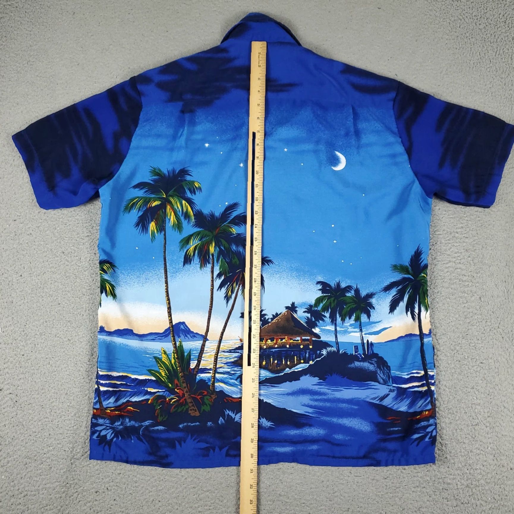 Vintage Kennington Shirt Mens Large Blue Hawaiian Camp Collar Button Up Polyester Size US L / EU 52-54 / 3 - 4 Thumbnail