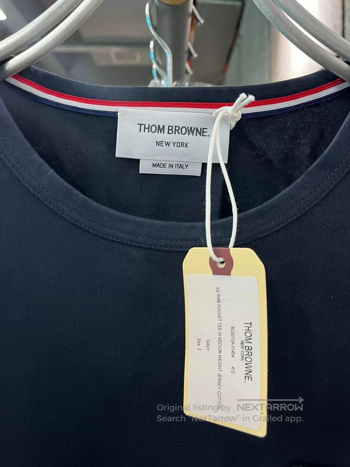 Thom Browne Thom Browne Navy Crewneck Short-Sleeve Size 3. Size US L / EU 52-54 / 3 - 3 Thumbnail