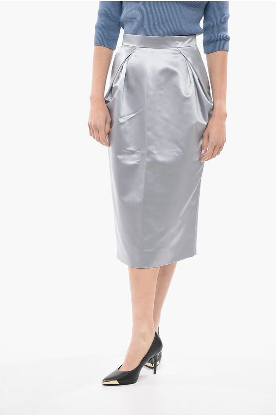 image of Maison Margiela Mm1 Satin Longuette With Side Pleats in Grey, Women's (Size XS)