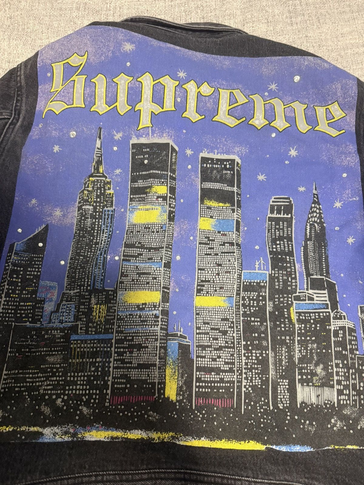 Supreme new york painted trucker jacket