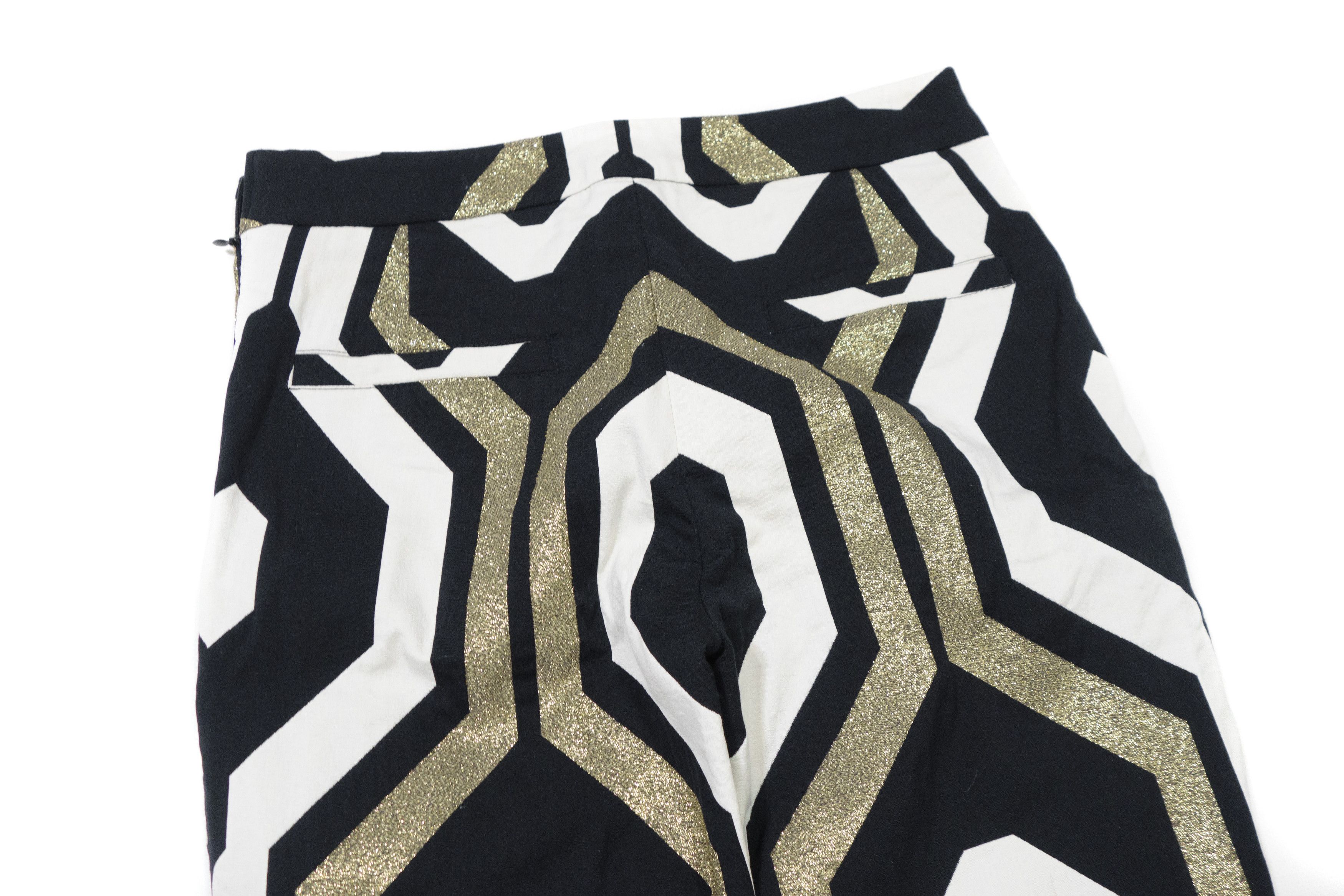 Fendi Metallic Jacquard Geometric Hexagon Trousers Size 27" / US 4 / IT 40 - 4 Thumbnail