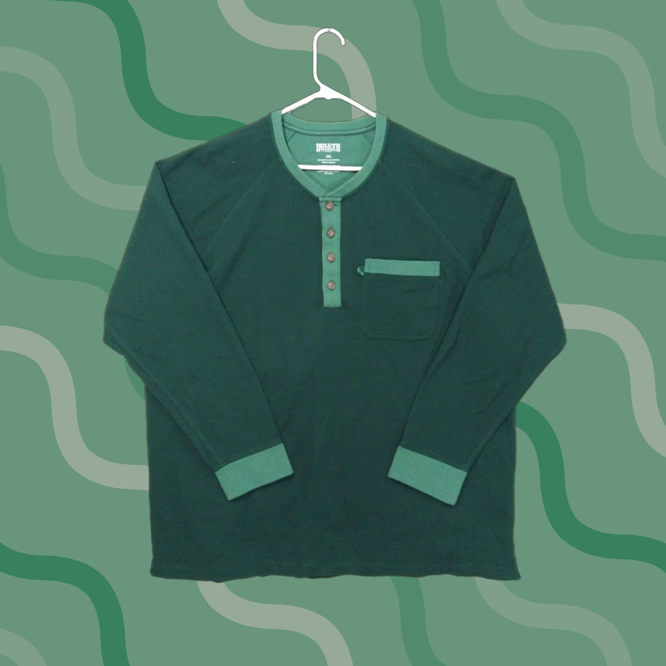 Duluth Trading Company Duluth Trading Shirt Mens 2XL Green Doubletime Knit Long Sleeve Henley Pocket Size US XXL / EU 58 / 5 - 1 Thumbnail