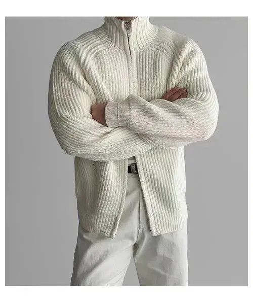 Other Vintage Beige Double Pull-On Knit Stand-Up Jacket Coat Size US M / EU 48-50 / 2 - 5 Thumbnail