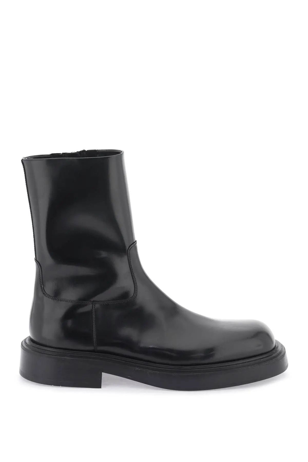 image of Salvatore Ferragamo O1S22I1N0224 Leather Zippered Boots In Black, Men's (Size 9)