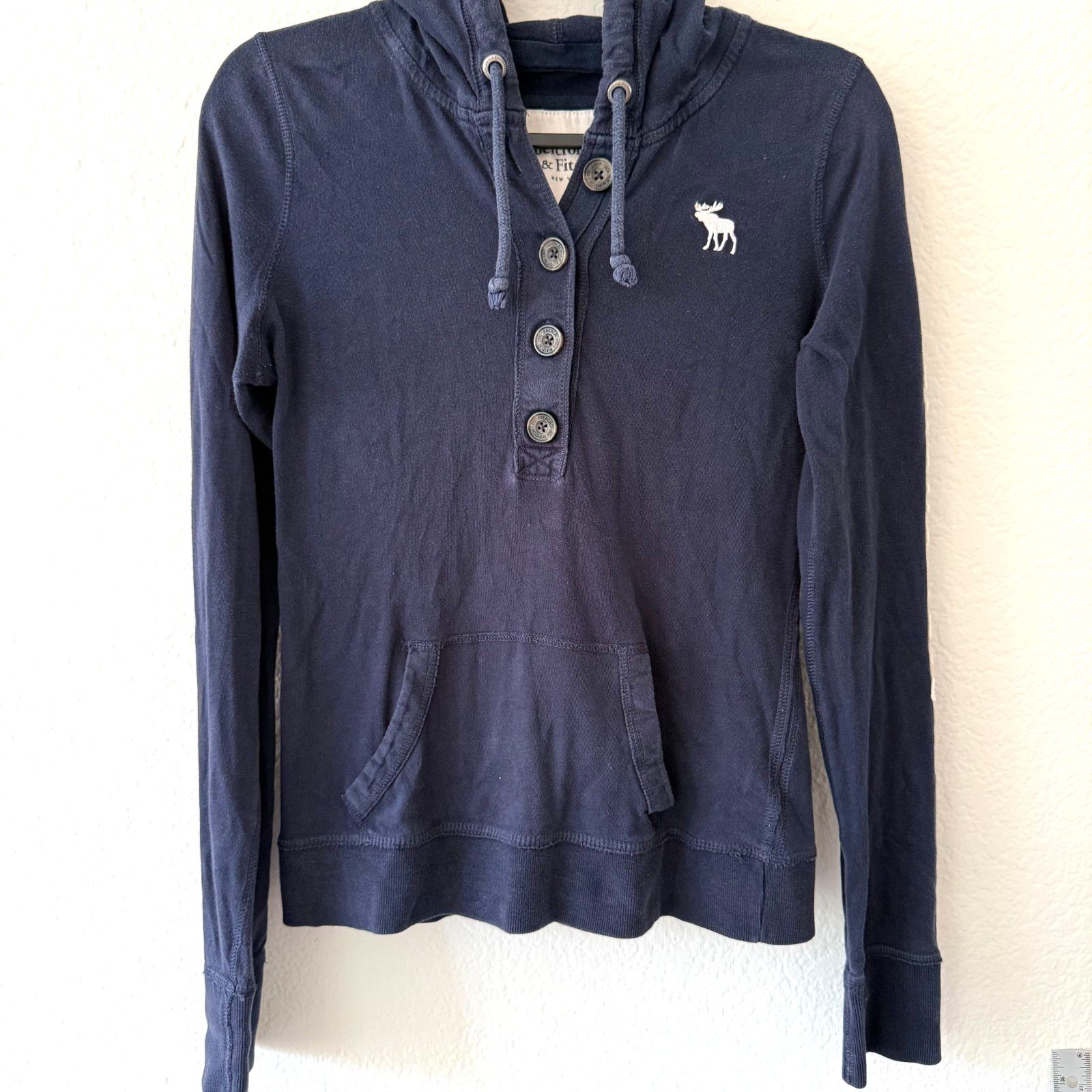 Abercrombie & Fitch Vtg Abercrombie Fitch Y2K Henley Hoodie M Navy Blue Size US M / EU 48-50 / 2 - 2 Thumbnail