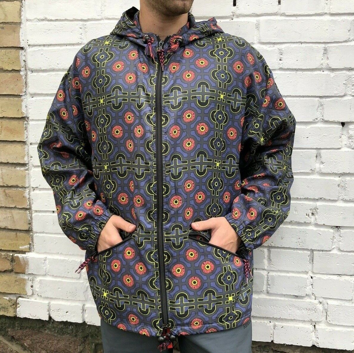 Adidas VINTAGE 1990s 90s CRAZY ADIDAS JACKET RAINCOAT AZTEC NYLON Size US M / EU 48-50 / 2 - 8 Thumbnail