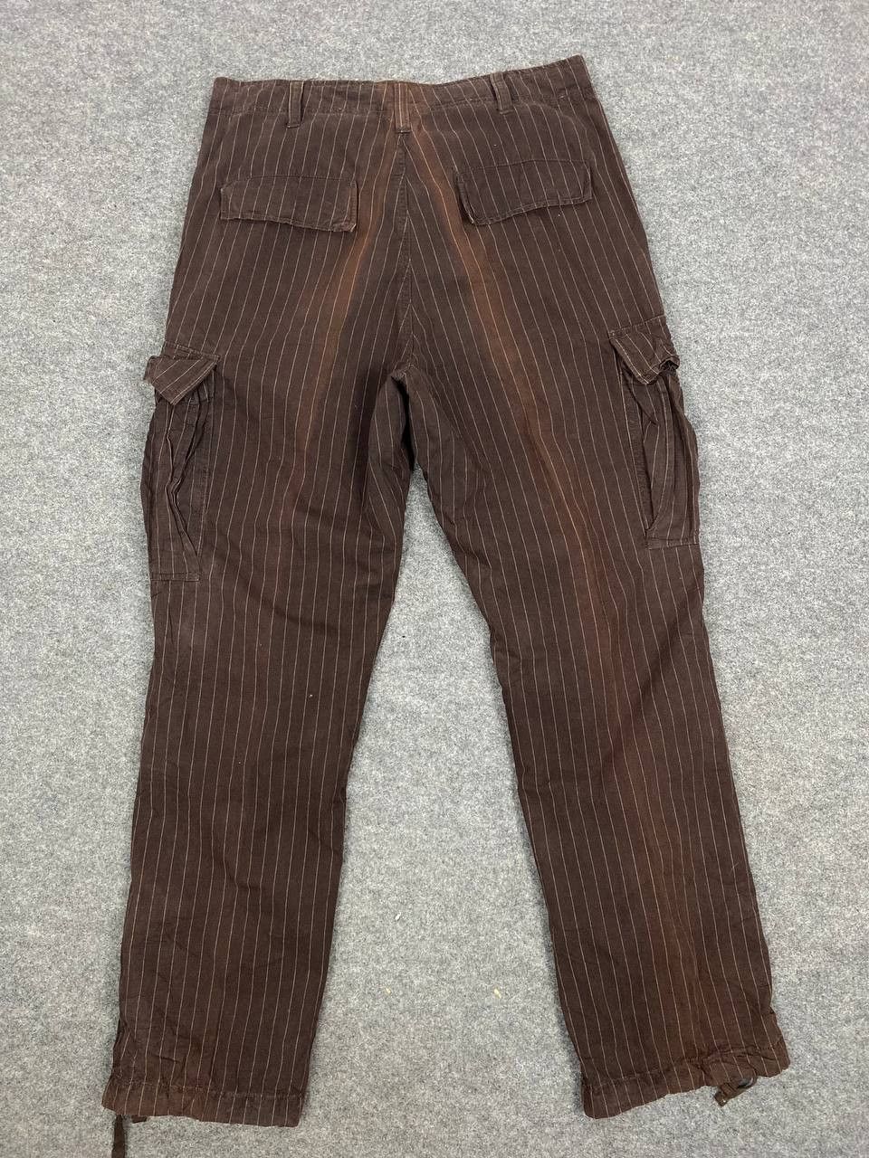 image of Vintage s Striped Cargo Pants Sunfaded in Brown, Men's (Size 35)