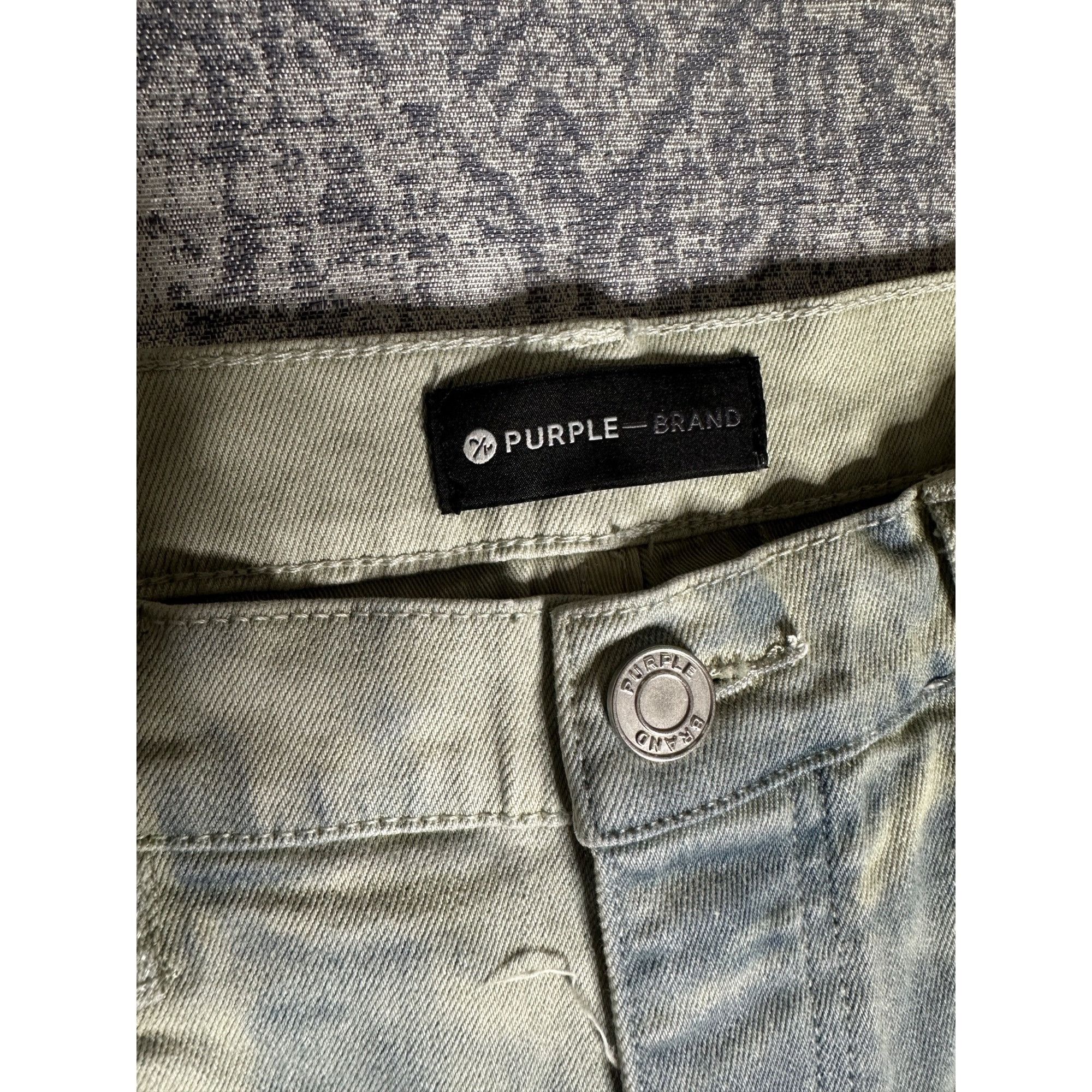 Purple Brand Purple Brand P001 Blue Split Distressed Hem Fatigue Marble J Size US 36 / EU 52 - 3 Thumbnail