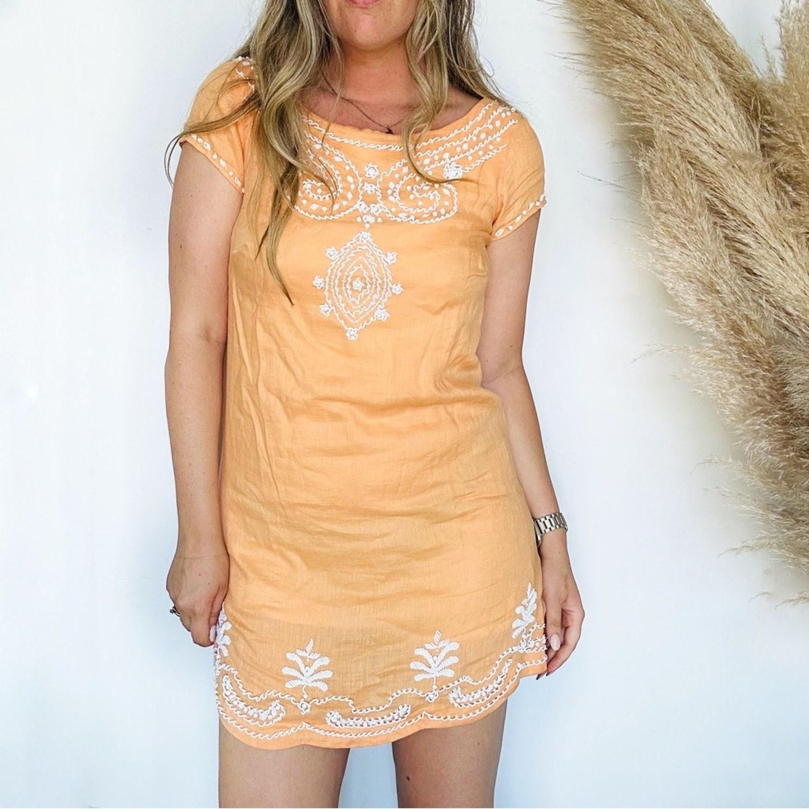 Lilly Pulitzer LILLY PULITZER Orange Peach White Tunic Shift Mini Dress Size S / US 4 / IT 40 - 2 Thumbnail