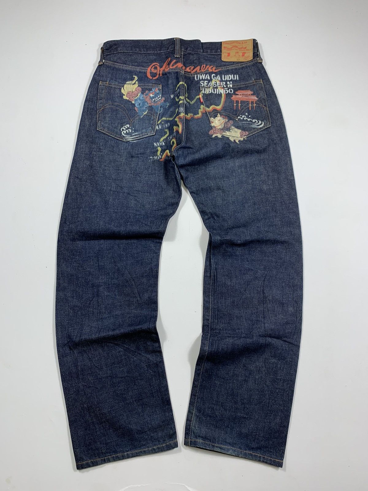 image of Studio Dartisan x Vintage Studio D' Artisan Back Painting Selvedge Denim Jeans in Blue (Size 33)