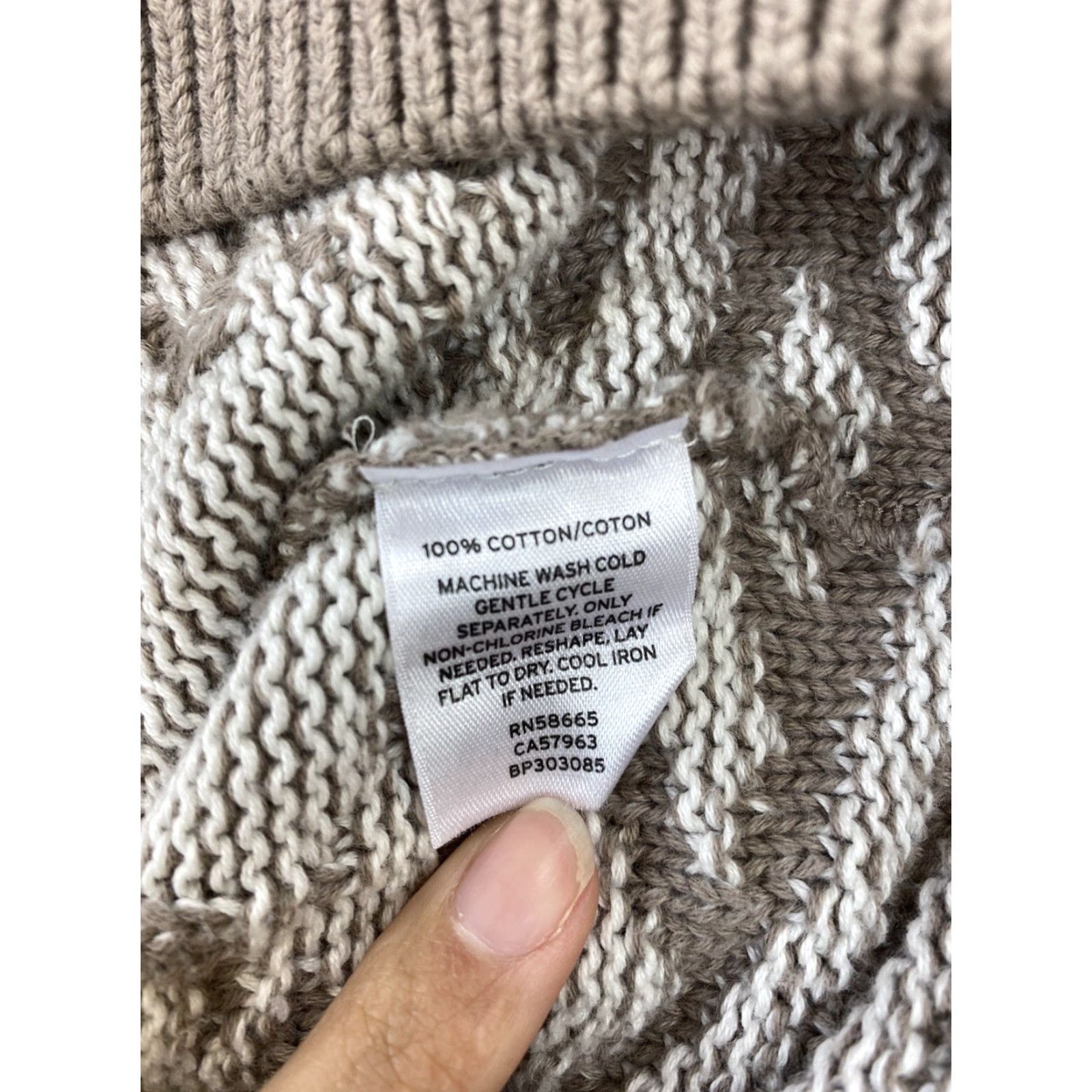 Vintage Sun & Shadow Sweater Womens Medium Tan White Knit Beige Pullover Tunic Size M / US 6-8 / IT 42-44 - 6 Thumbnail
