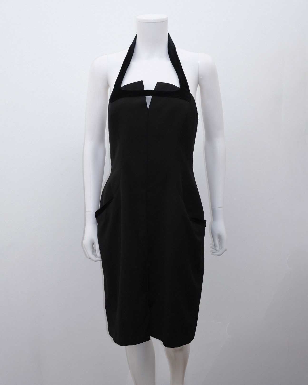 Thierry Mugler F/W 1998 Thierry Mugler Runway Velvet Trim Halter Hourglass Size M / US 6-8 / IT 42-44 - 10 Thumbnail
