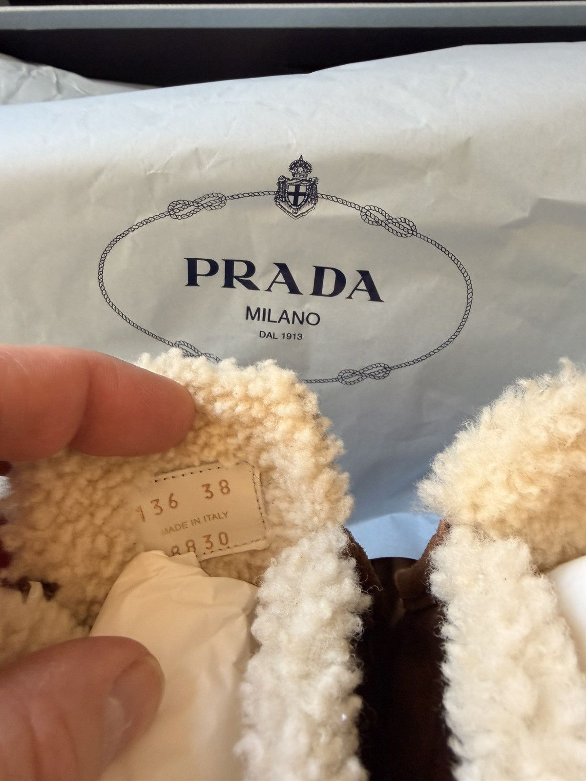 Prada BNWT $1450 Prada Brown Suede Leather Lambskin Fur Boots Size US 8 / IT 38 - 14 Thumbnail