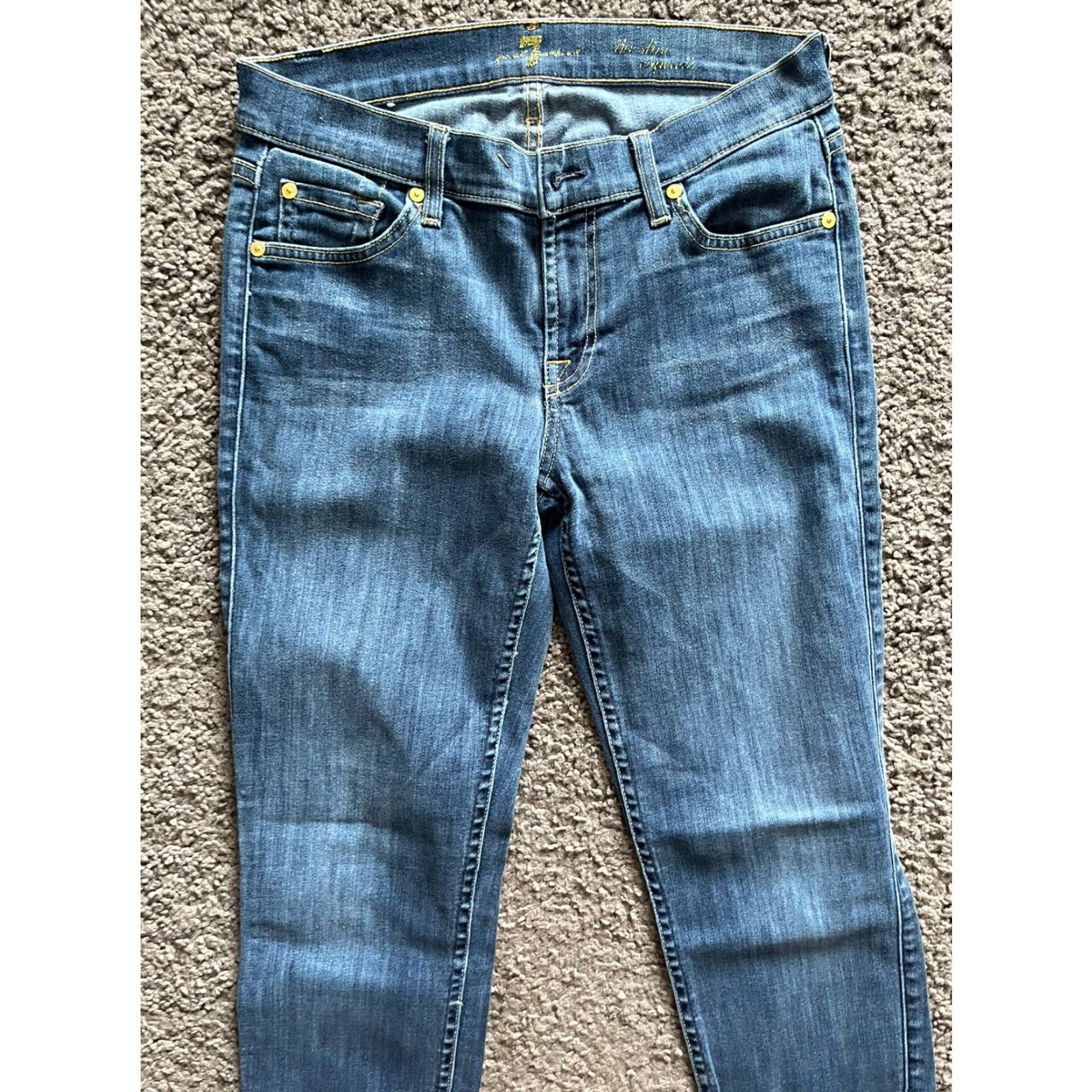 7 For All Mankind 7 For All Mankind Dojo Jeans Women’s Slim Fit Size 27 Ankle Cropped Dark Blue Wash Size 27" / US 4 / IT 40 - 4 Thumbnail