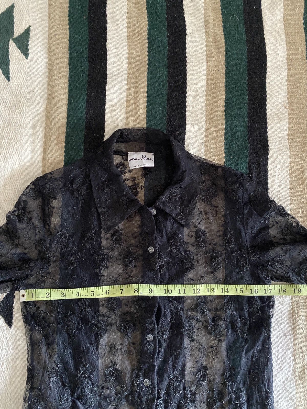 Mauri Riva Italian Designer Lace Shirt Sheer Floral Archive
