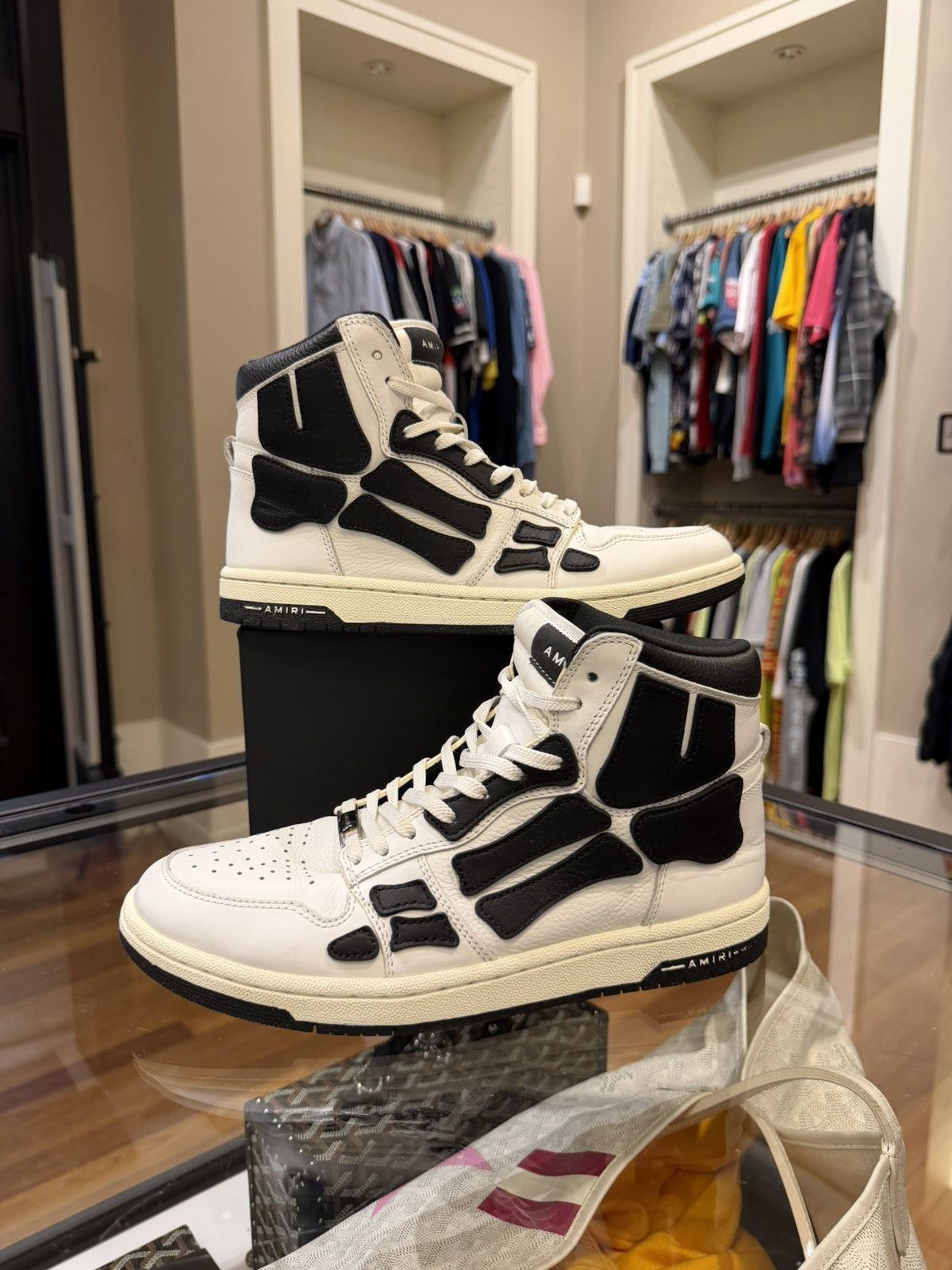 Amiri Amiri Skel Top High Sneakers - White Black Size US 10 / EU 43 - 1 Thumbnail