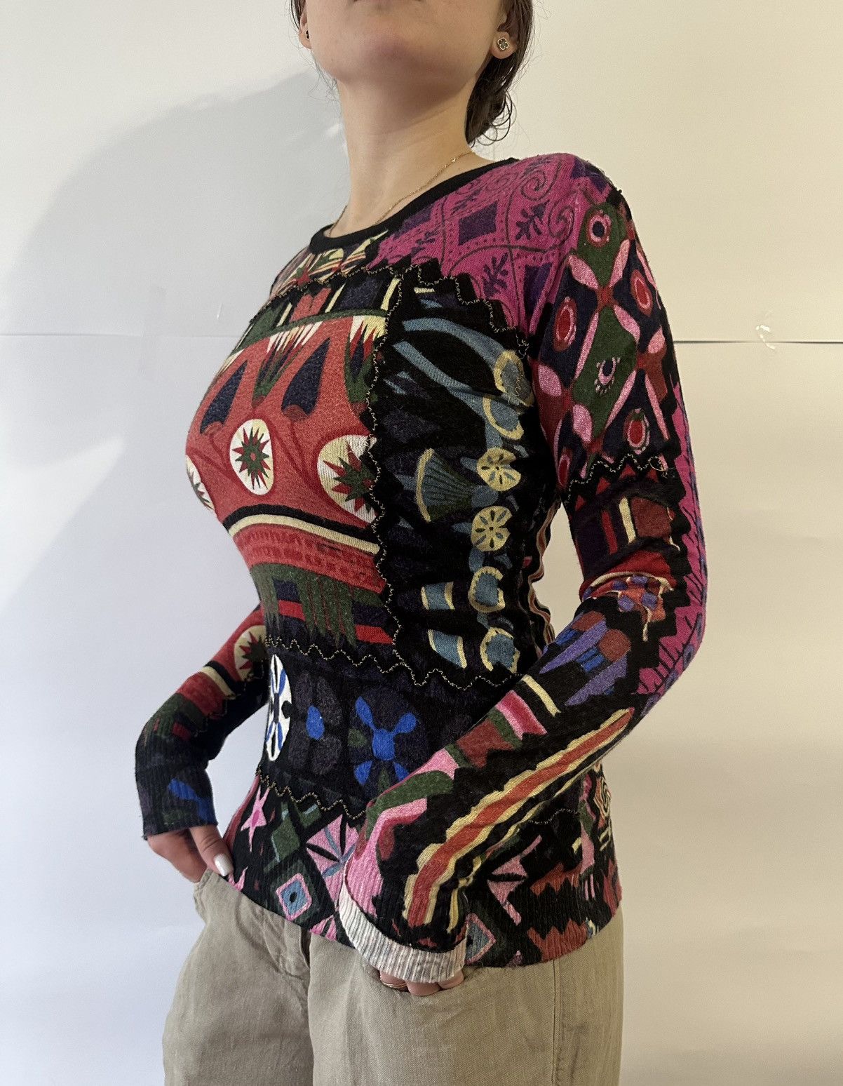 Desigual Desigual Avant Garde Very Crazy Y2K Floral Jumper Size M / US 6-8 / IT 42-44 - 3 Thumbnail