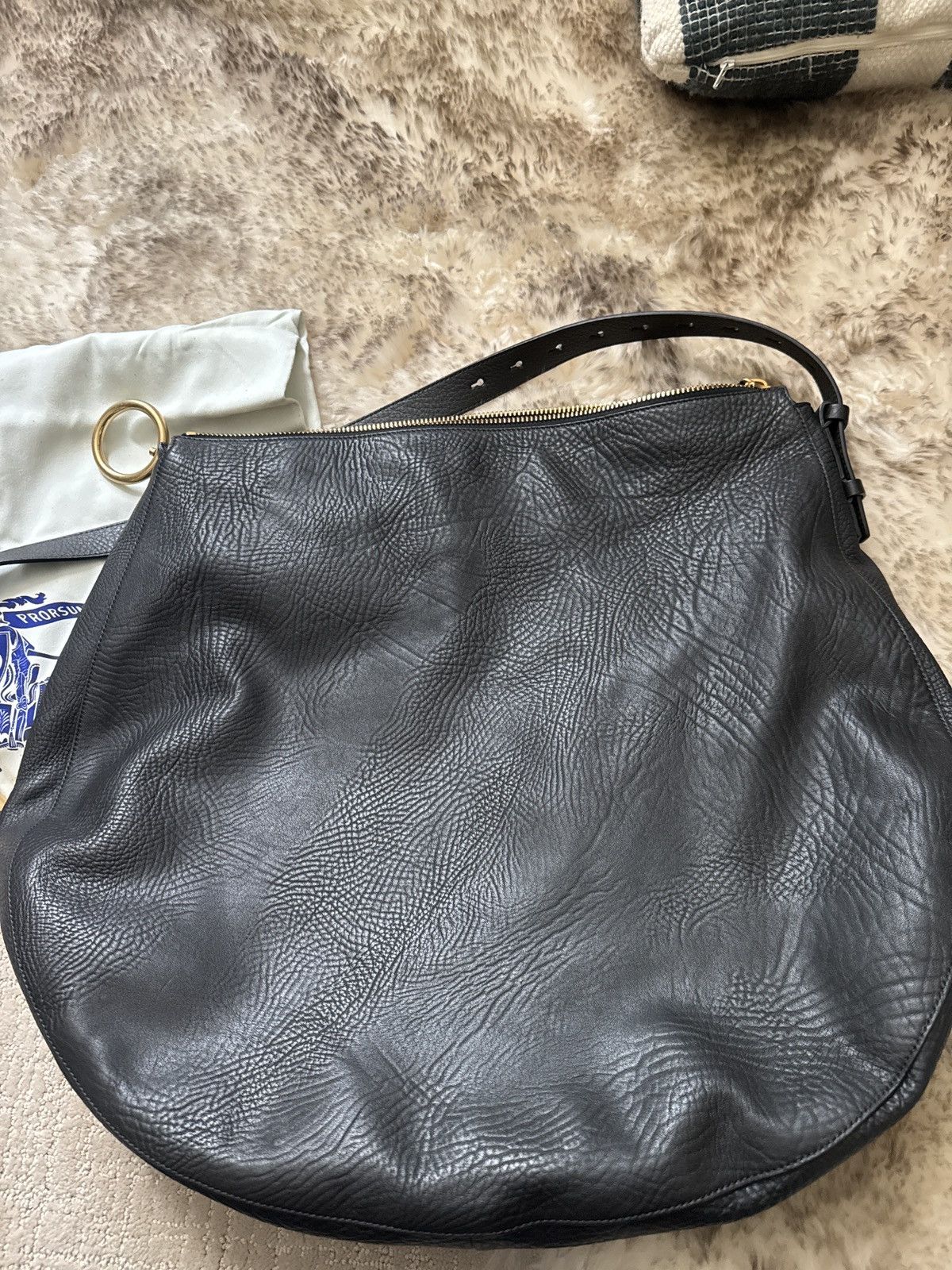 Burberry Like a New! Black Leather Large Tote Bag Size ONE SIZE - 5 Thumbnail