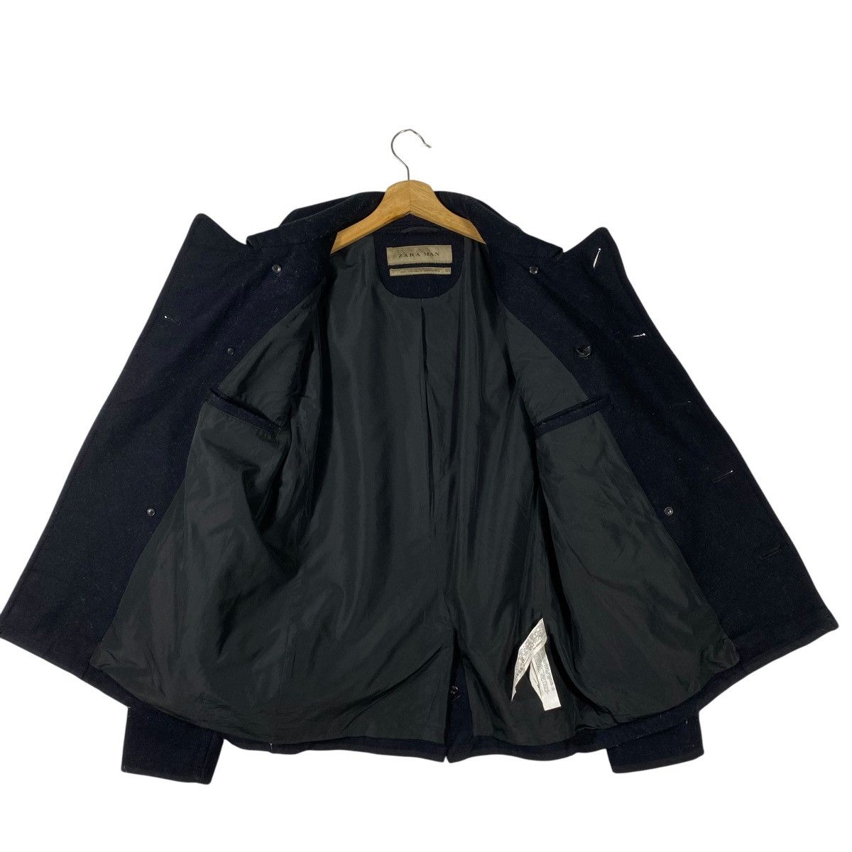 Other × Zara ZARA MAN Wool Heavy Peacoat With Patches S Size Size US S / EU 44-46 / 1 - 7 Thumbnail