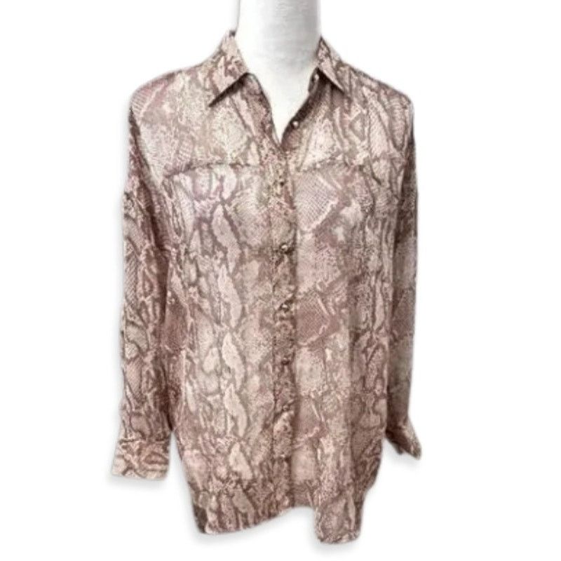River Island River Island Collared Shirt Button-Up Snake High Low Small Size S / US 4 / IT 40 - 1 Thumbnail